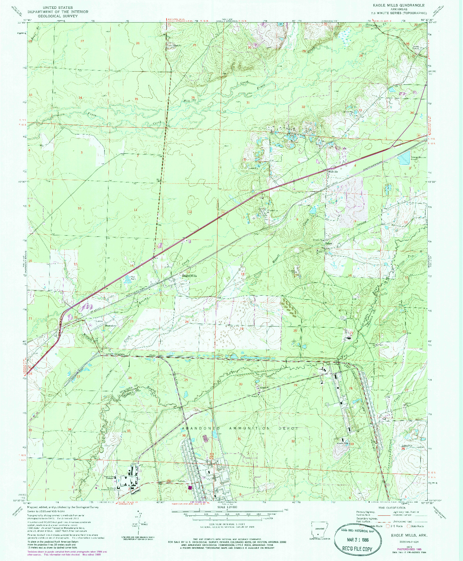 USGS 1:24000-SCALE QUADRANGLE FOR EAGLE MILLS, AR 1973