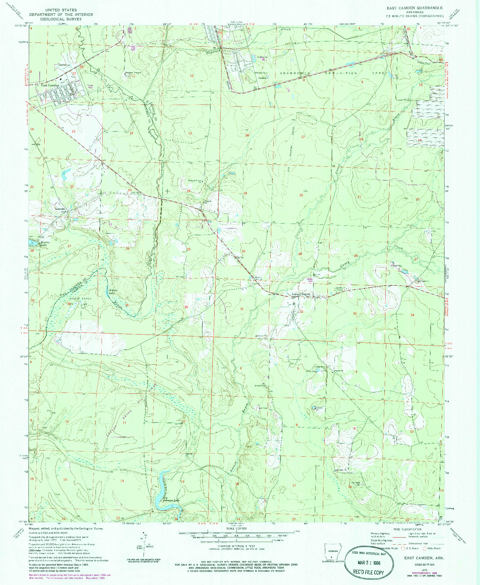 USGS 1:24000-SCALE QUADRANGLE FOR EAST CAMDEN, AR 1973