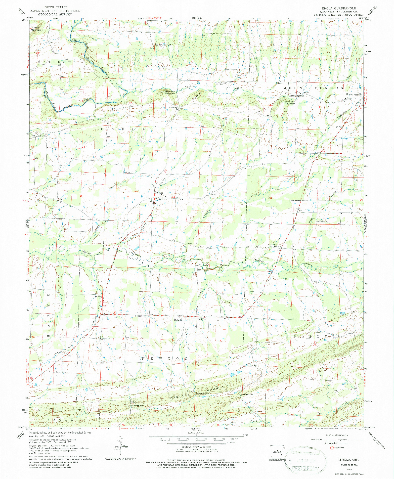 USGS 1:24000-SCALE QUADRANGLE FOR ENOLA, AR 1963