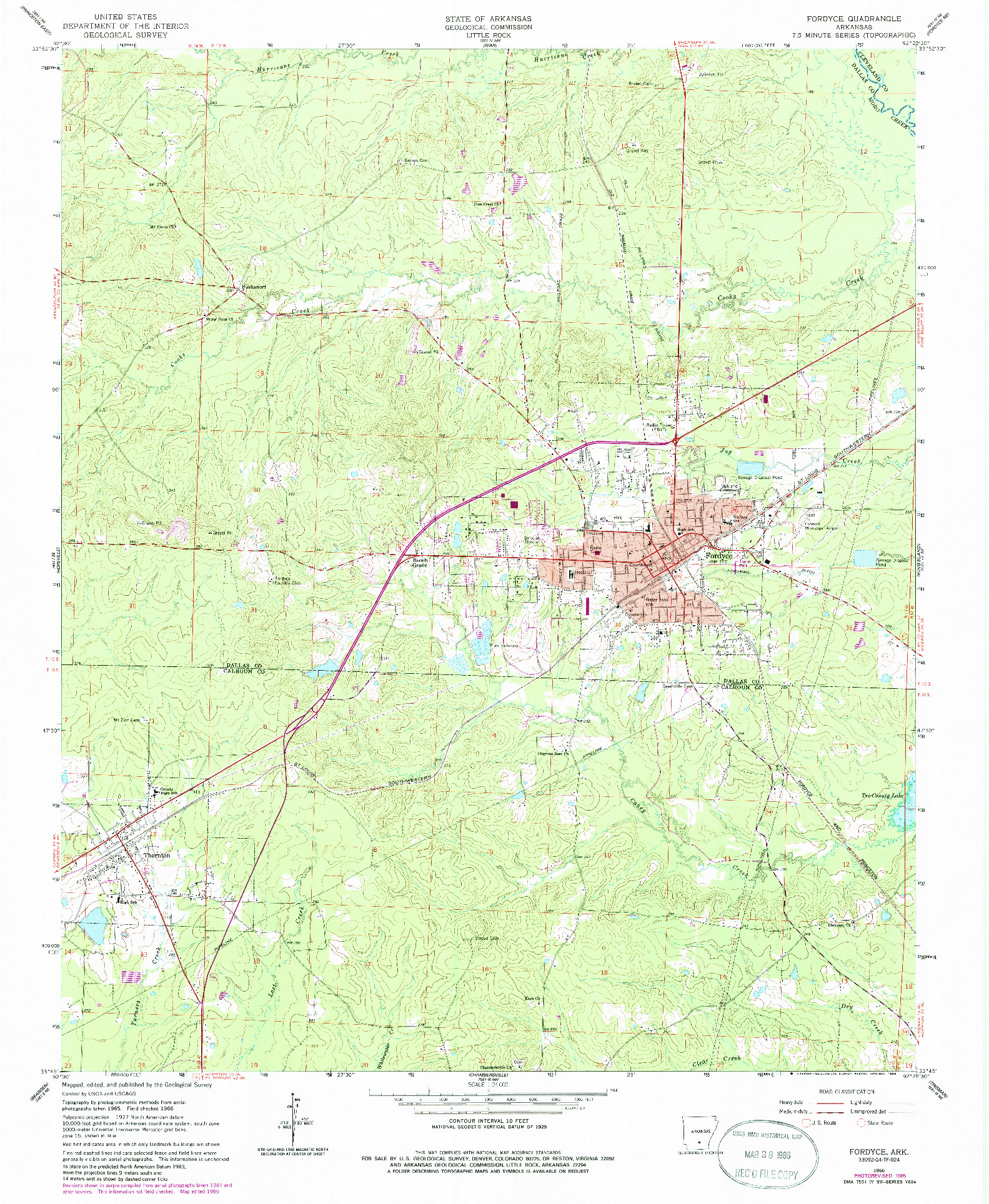 USGS 1:24000-SCALE QUADRANGLE FOR FORDYCE, AR 1966