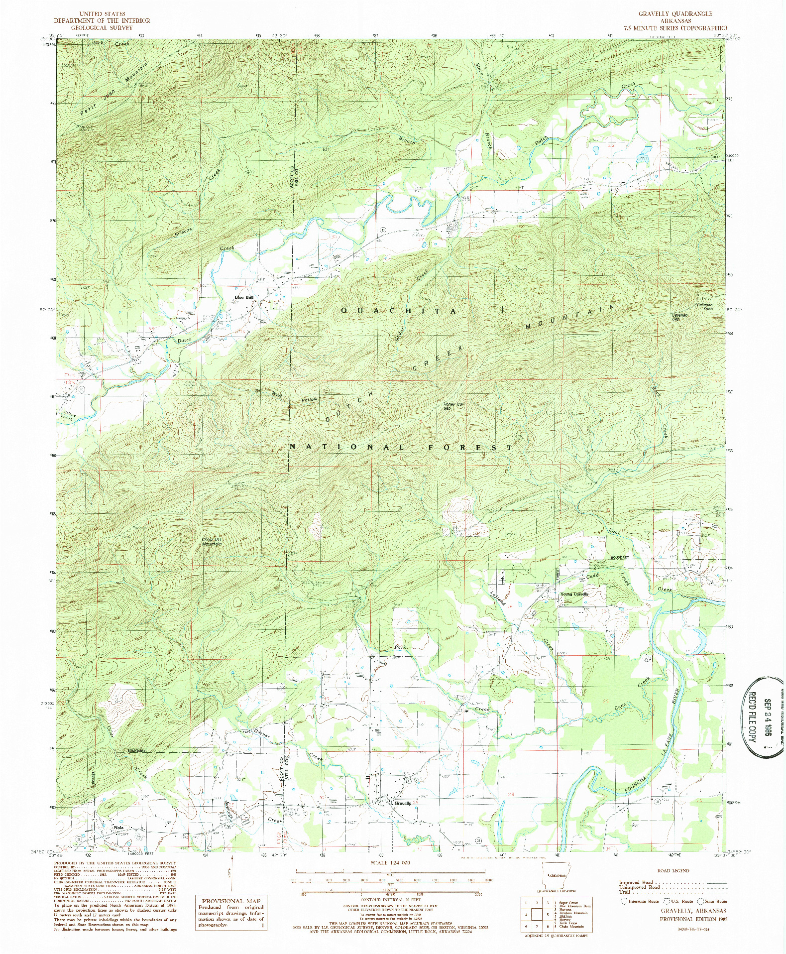 USGS 1:24000-SCALE QUADRANGLE FOR GRAVELLY, AR 1985