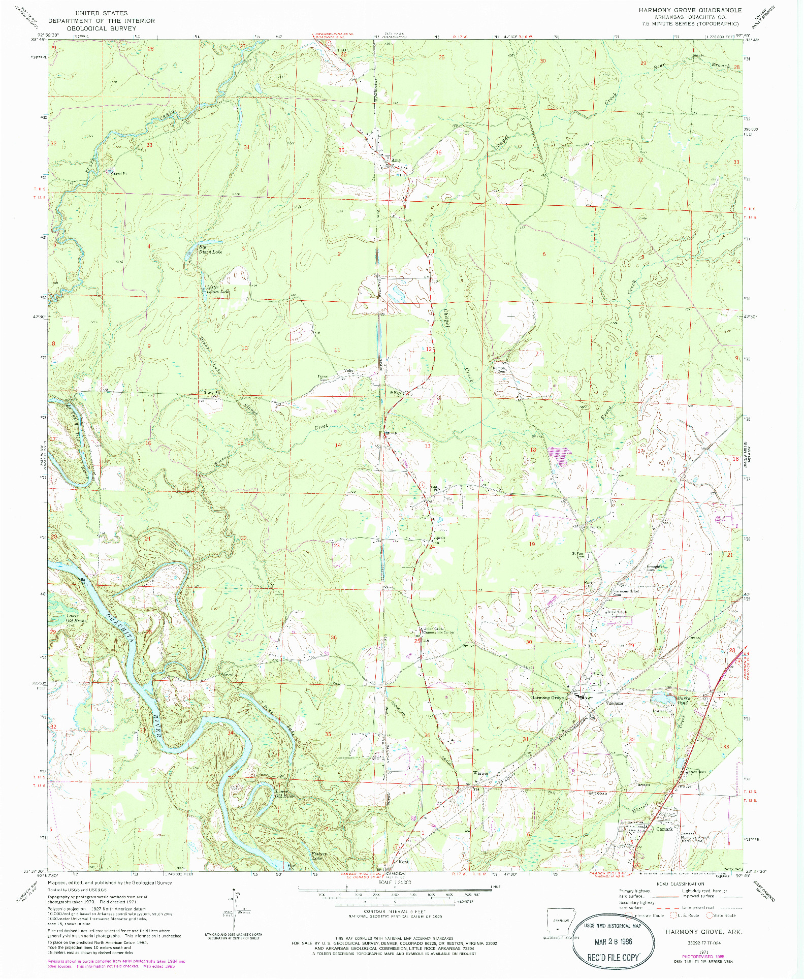 USGS 1:24000-SCALE QUADRANGLE FOR HARMONY GROVE, AR 1971