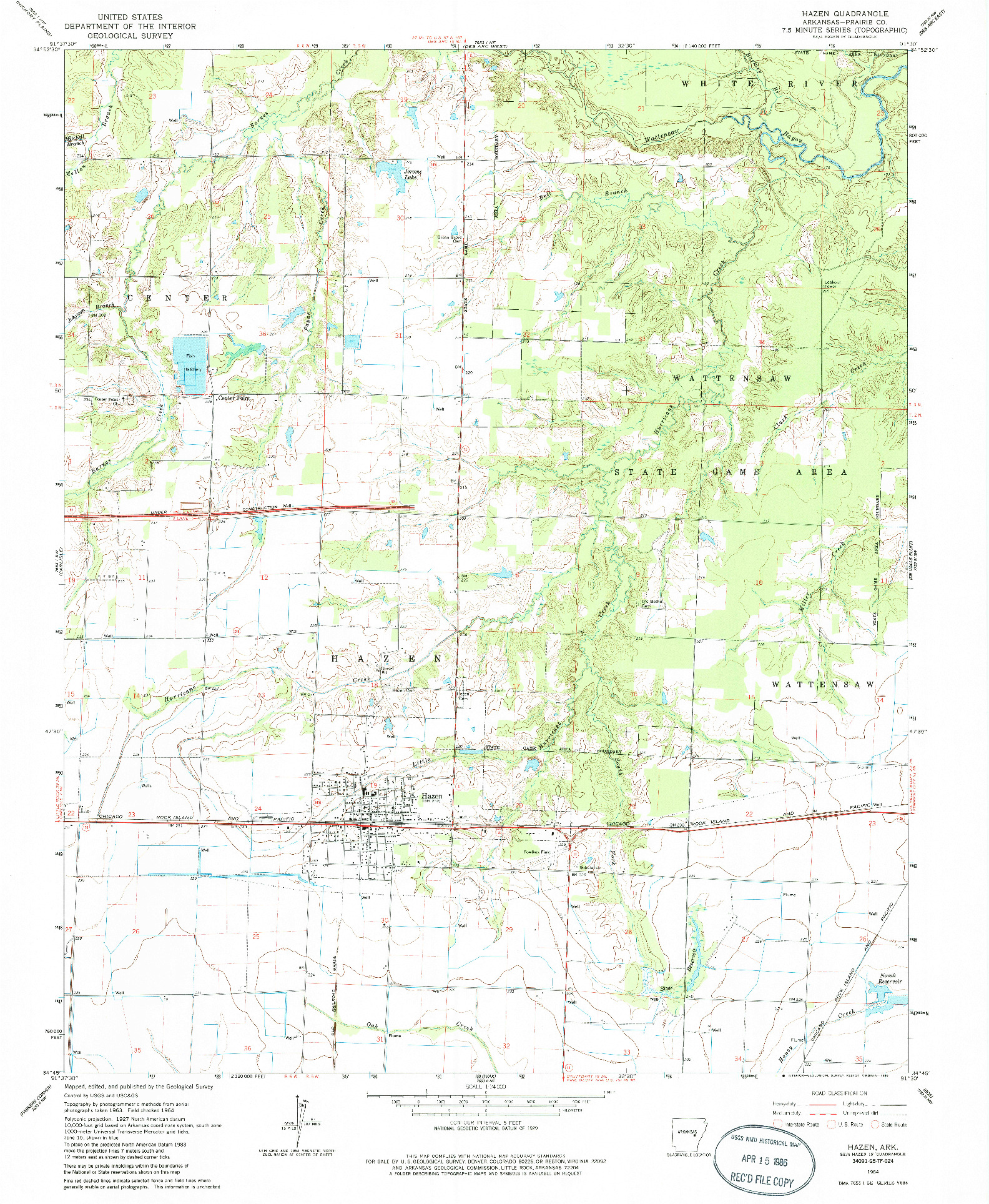 USGS 1:24000-SCALE QUADRANGLE FOR HAZEN, AR 1964