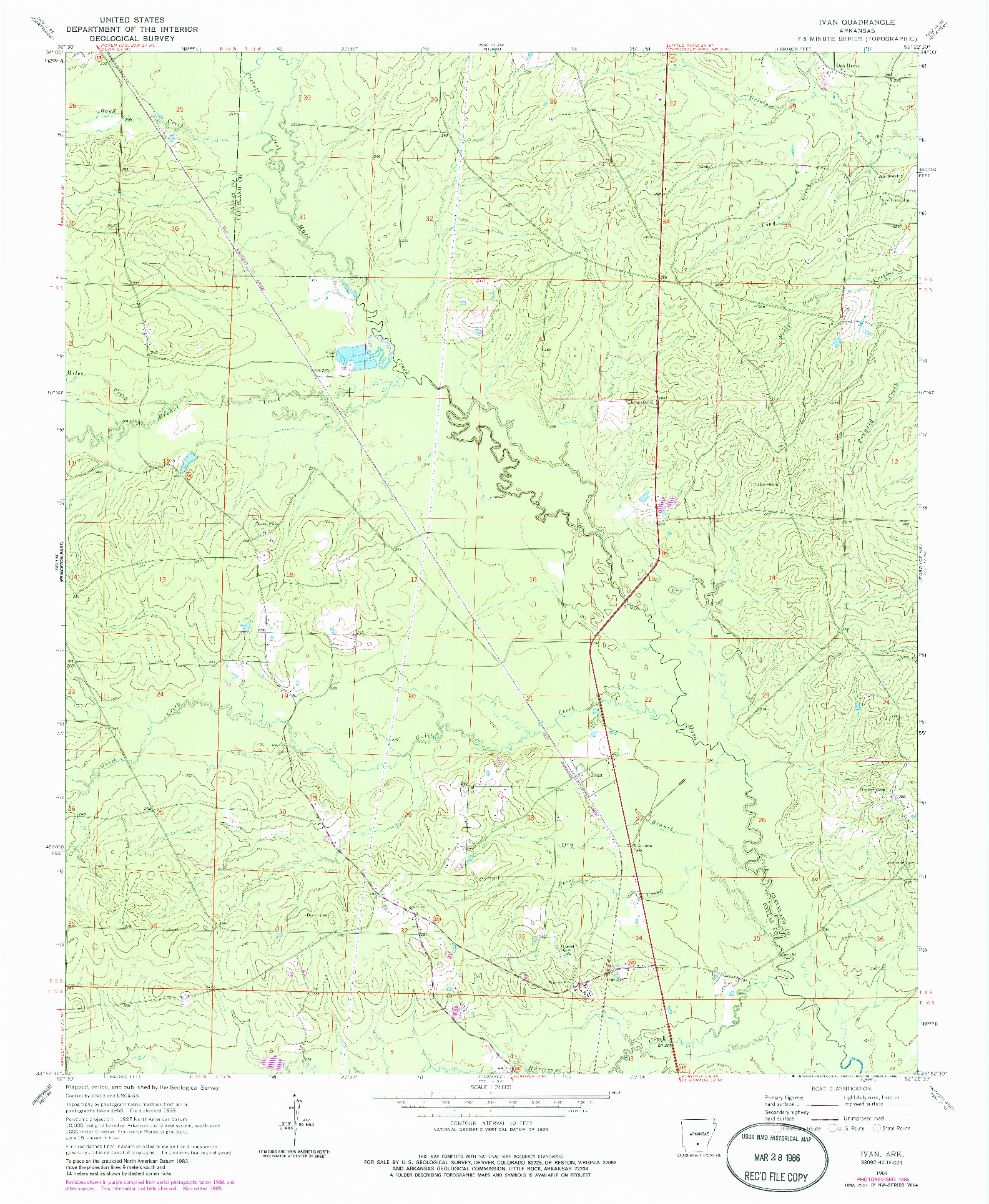 USGS 1:24000-SCALE QUADRANGLE FOR IVAN, AR 1969