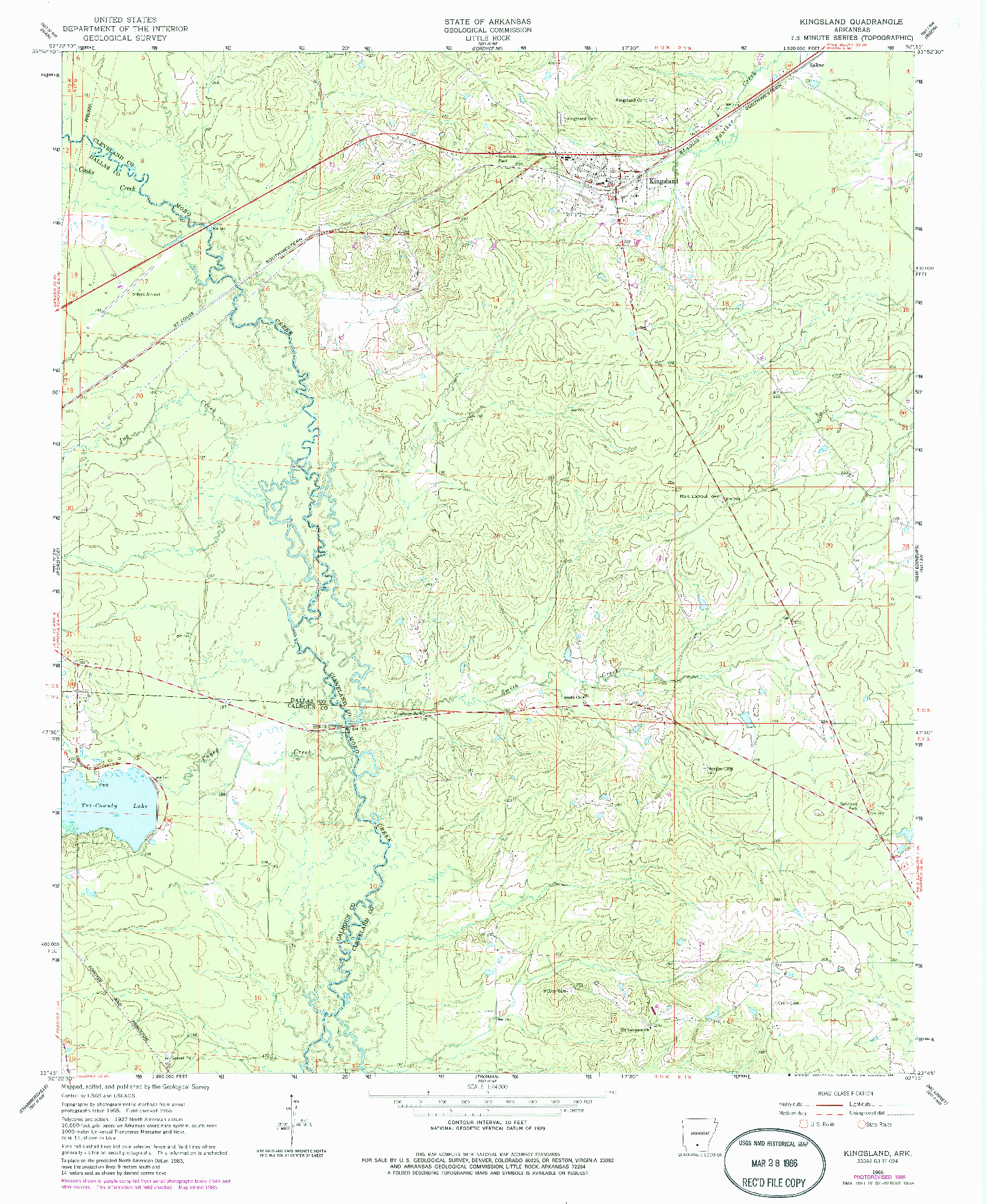 USGS 1:24000-SCALE QUADRANGLE FOR KINGSLAND, AR 1966