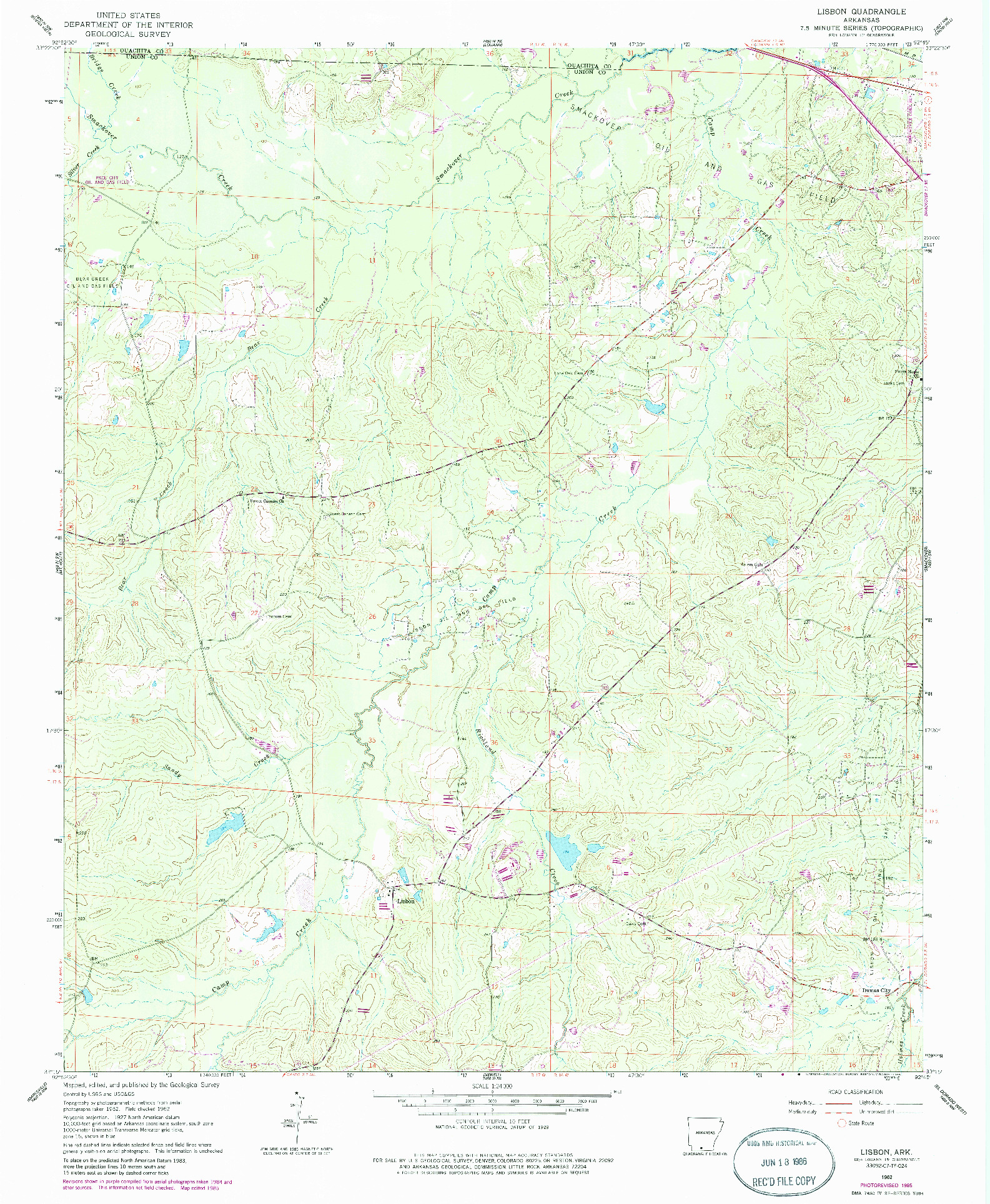 USGS 1:24000-SCALE QUADRANGLE FOR LISBON, AR 1962