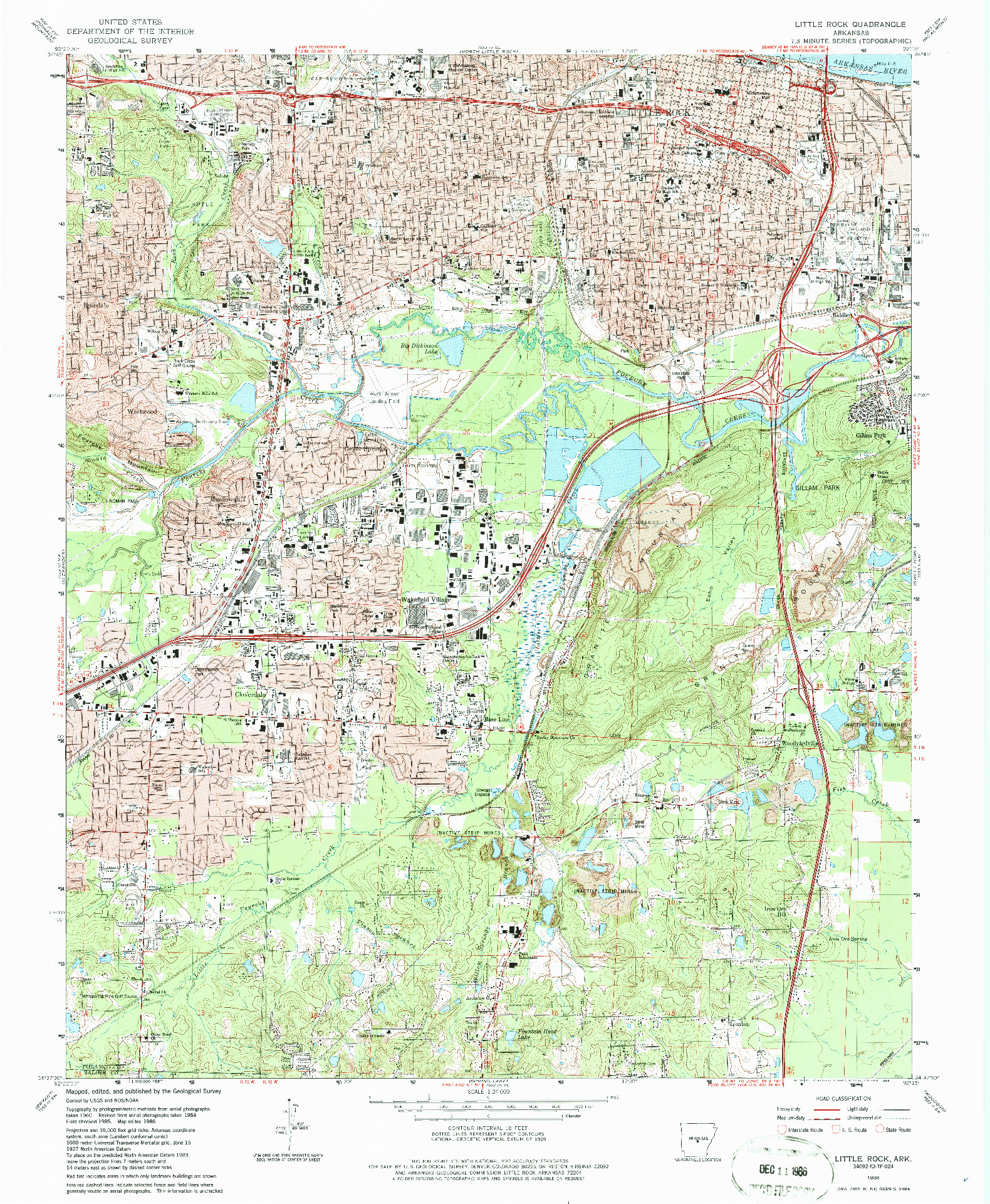 USGS 1:24000-SCALE QUADRANGLE FOR LITTLE ROCK, AR 1986