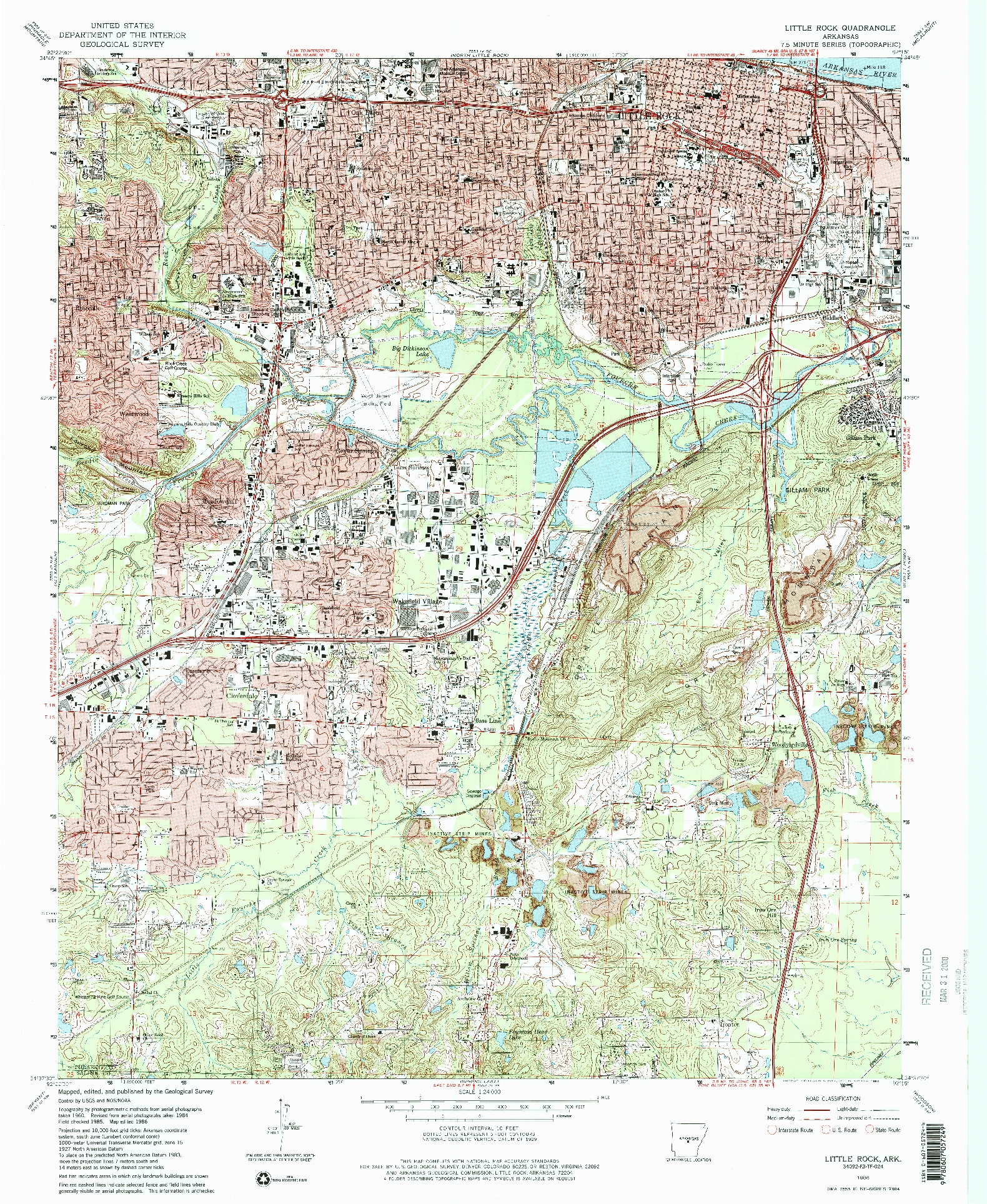 USGS 1:24000-SCALE QUADRANGLE FOR LITTLE ROCK, AR 1986