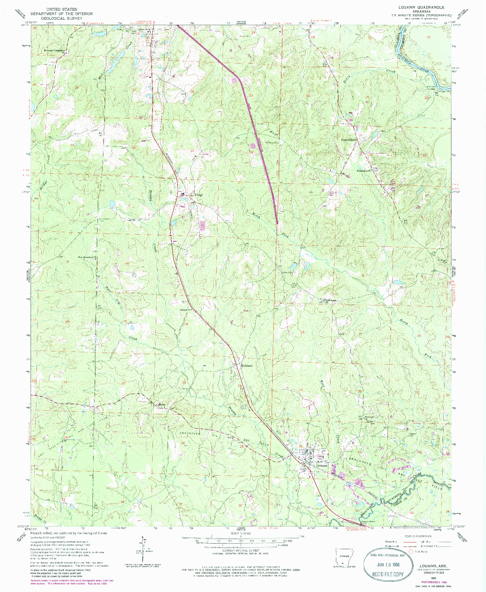 USGS 1:24000-SCALE QUADRANGLE FOR LOUANN, AR 1962