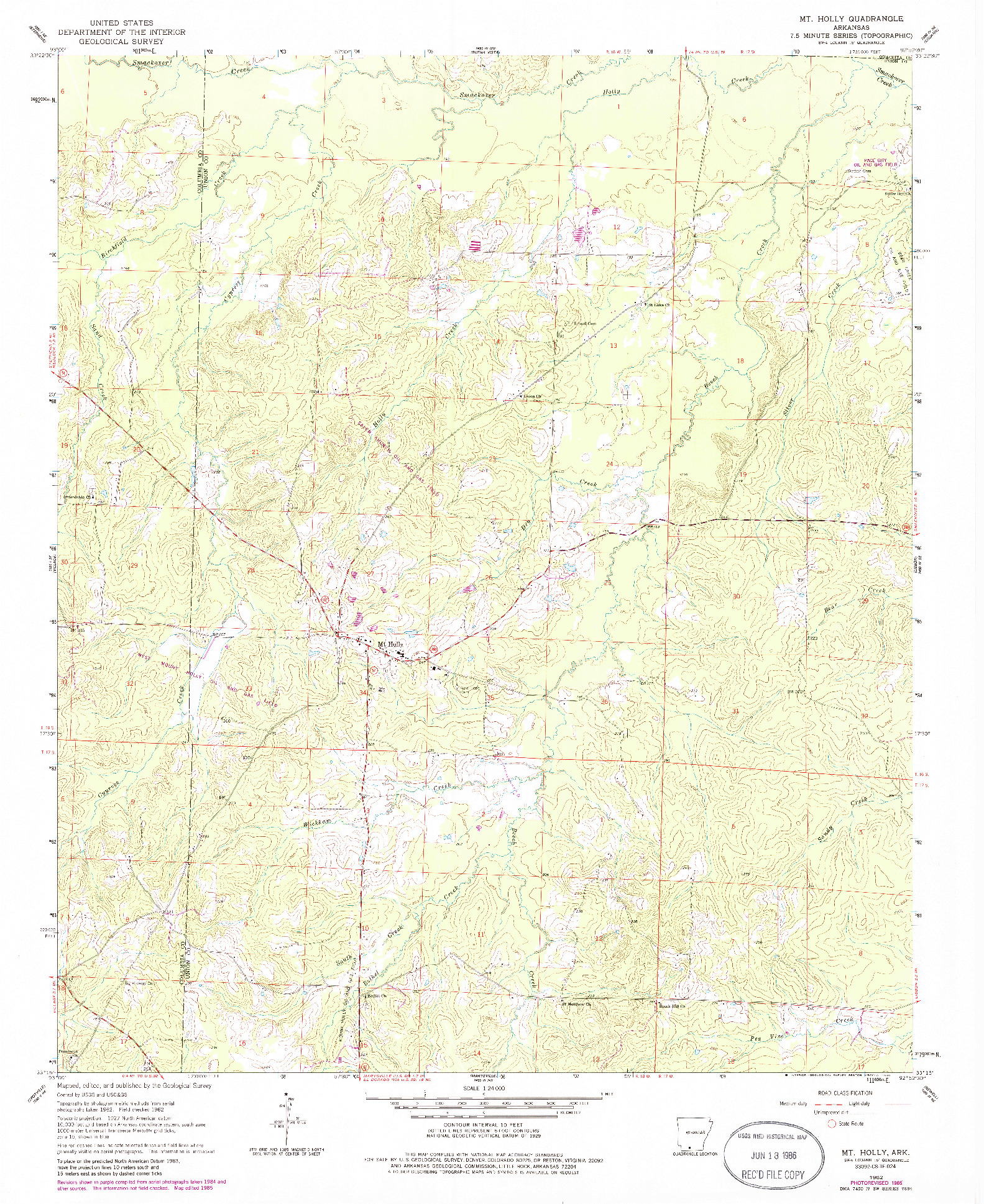 USGS 1:24000-SCALE QUADRANGLE FOR MOUNT HOLLY, AR 1962