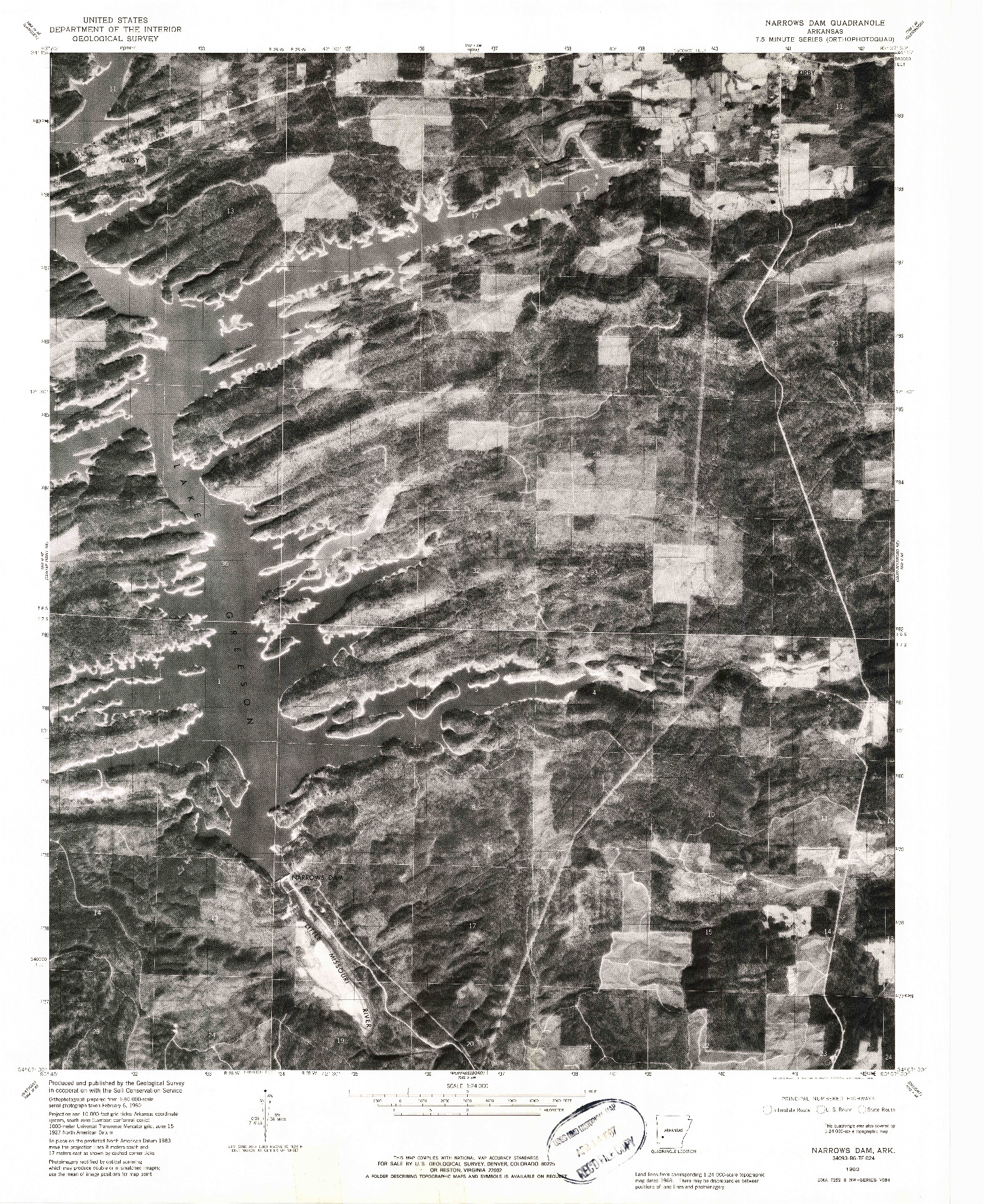 USGS 1:24000-SCALE QUADRANGLE FOR NARROWS DAM, AR 1980