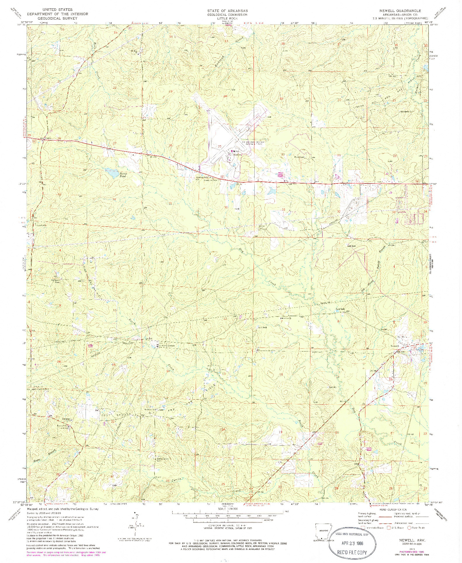 USGS 1:24000-SCALE QUADRANGLE FOR NEWELL, AR 1971