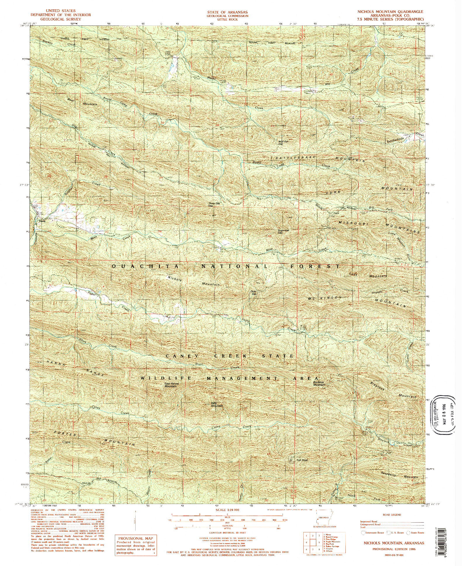 USGS 1:24000-SCALE QUADRANGLE FOR NICHOLS MOUNTAIN, AR 1986