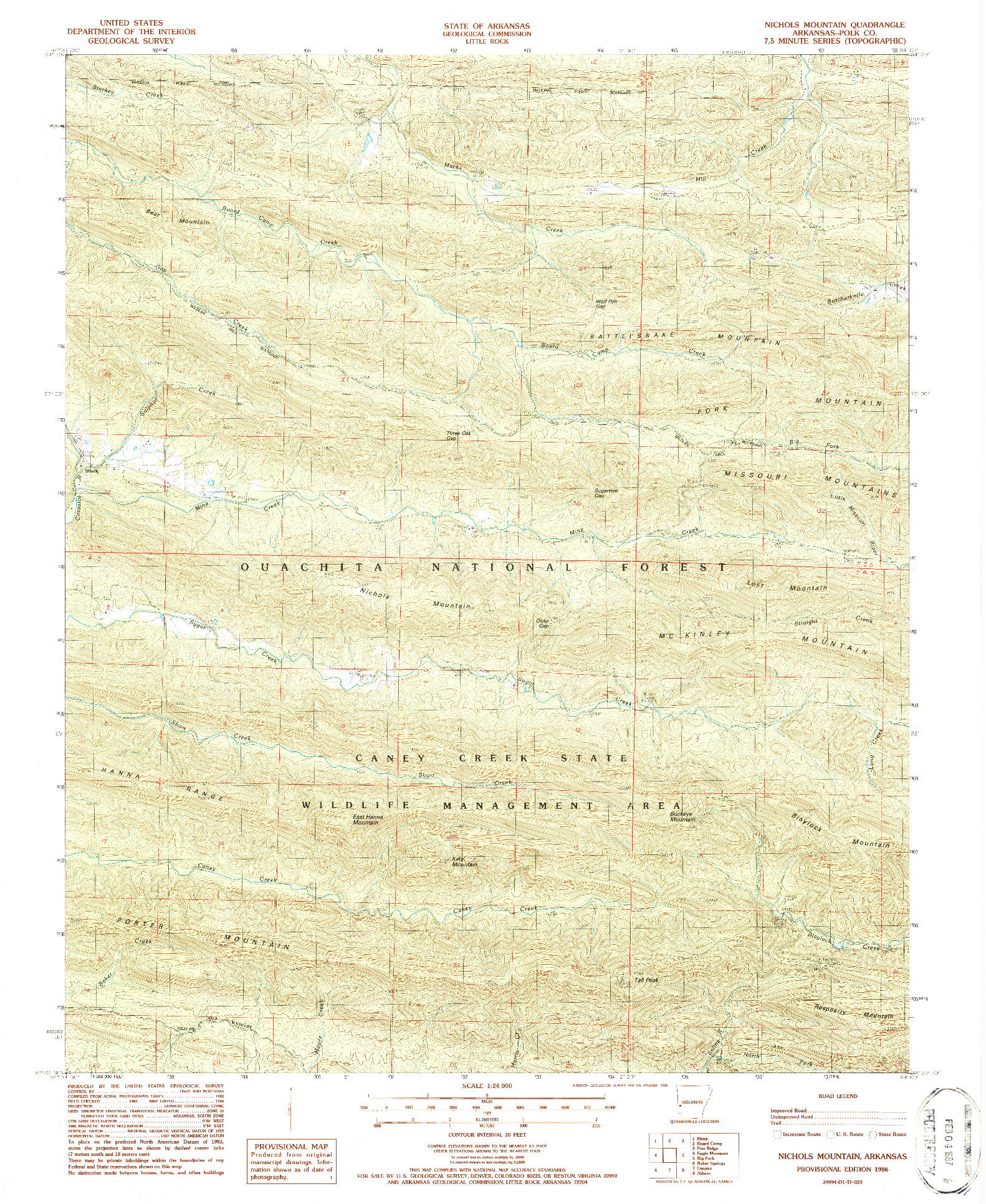 USGS 1:24000-SCALE QUADRANGLE FOR NICHOLS MOUNTAIN, AR 1986