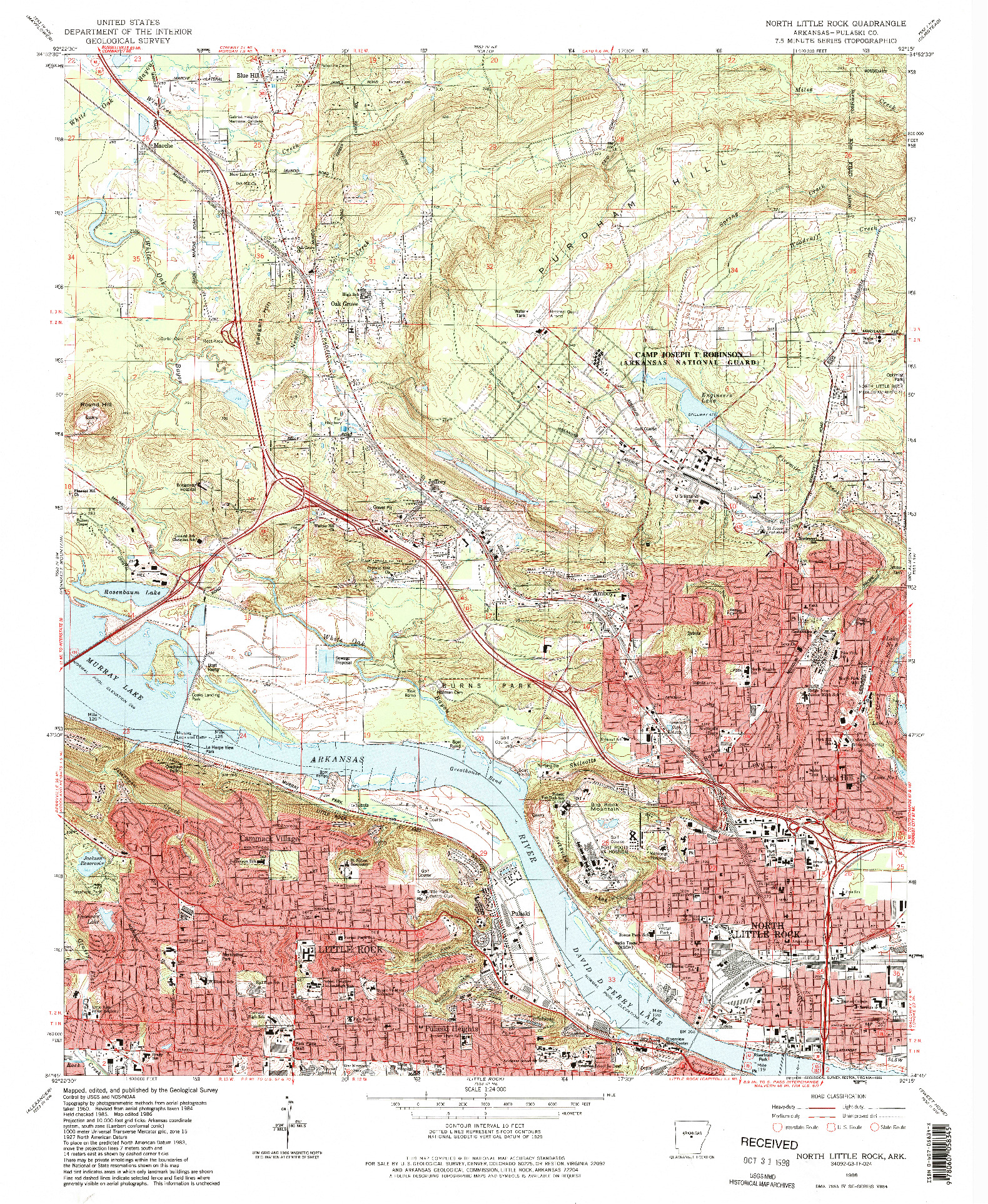 USGS 1:24000-SCALE QUADRANGLE FOR NORTH LITTLE ROCK, AR 1986