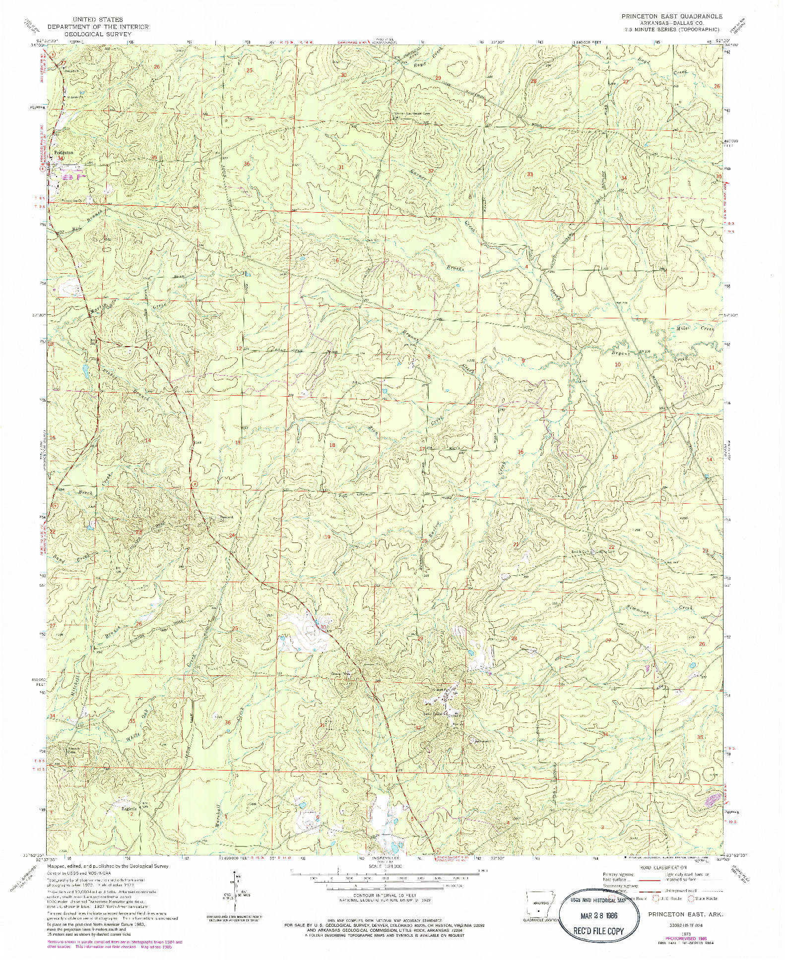 USGS 1:24000-SCALE QUADRANGLE FOR PRINCETON EAST, AR 1973