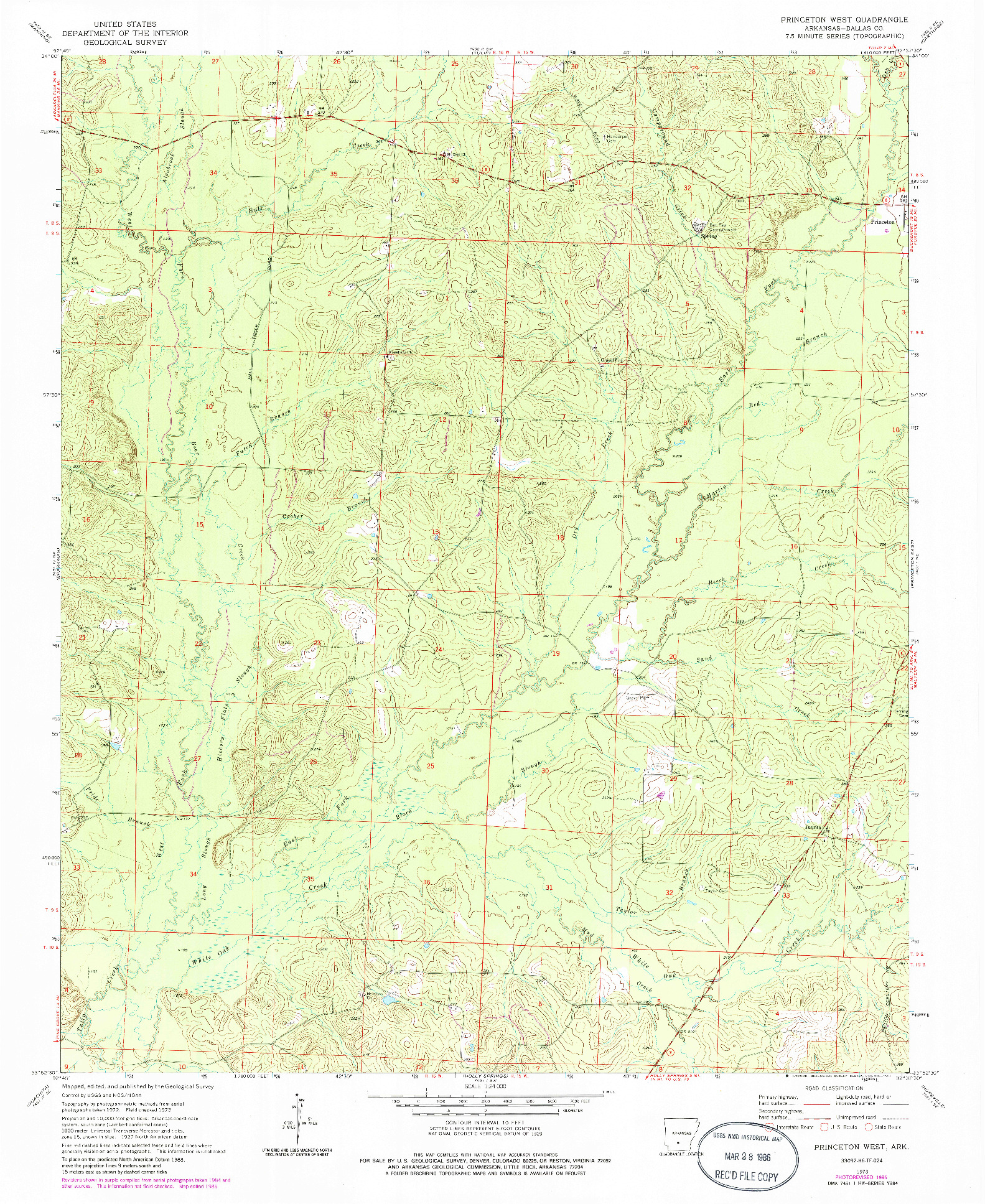 USGS 1:24000-SCALE QUADRANGLE FOR PRINCETON WEST, AR 1973