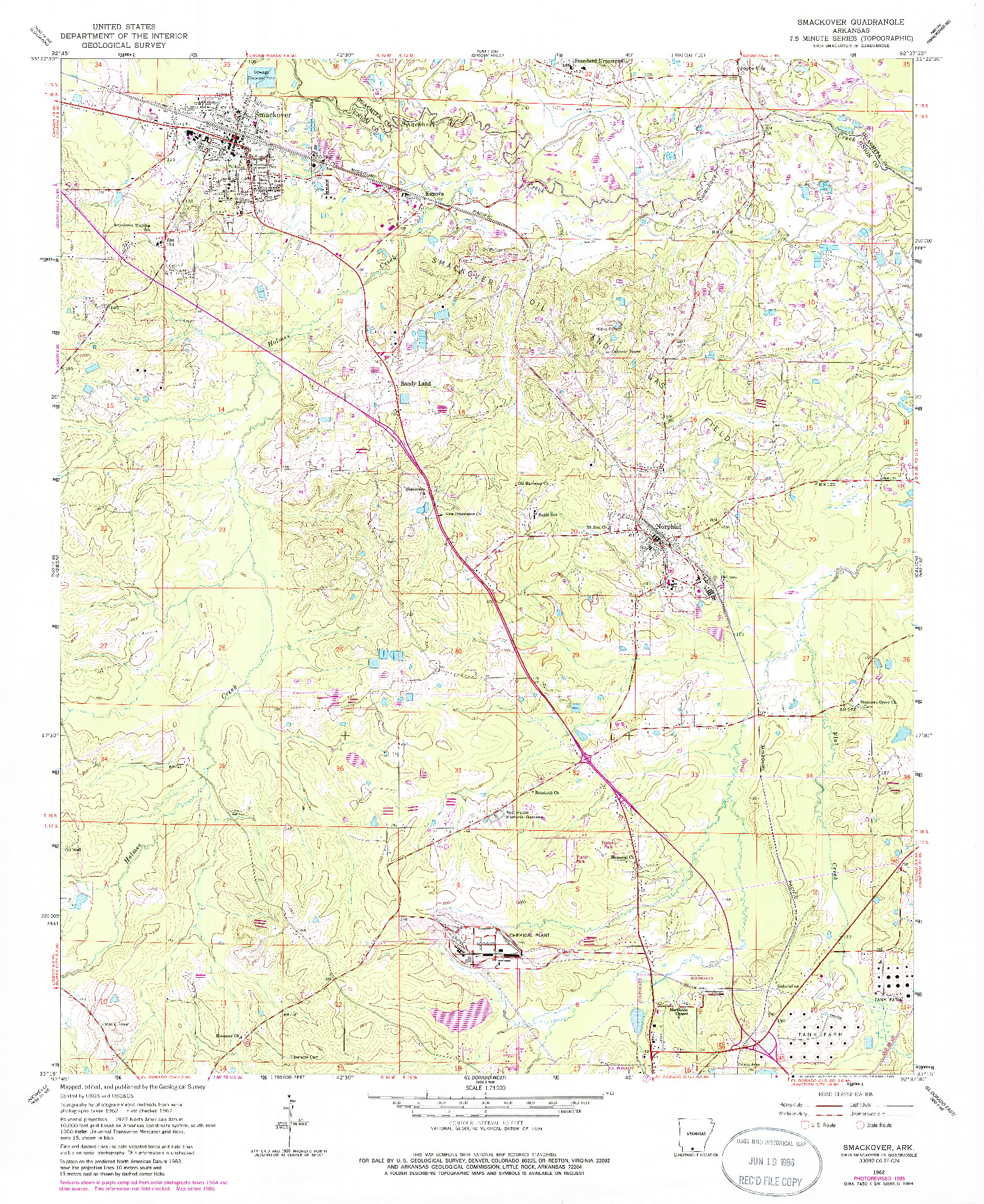 USGS 1:24000-SCALE QUADRANGLE FOR SMACKOVER, AR 1962