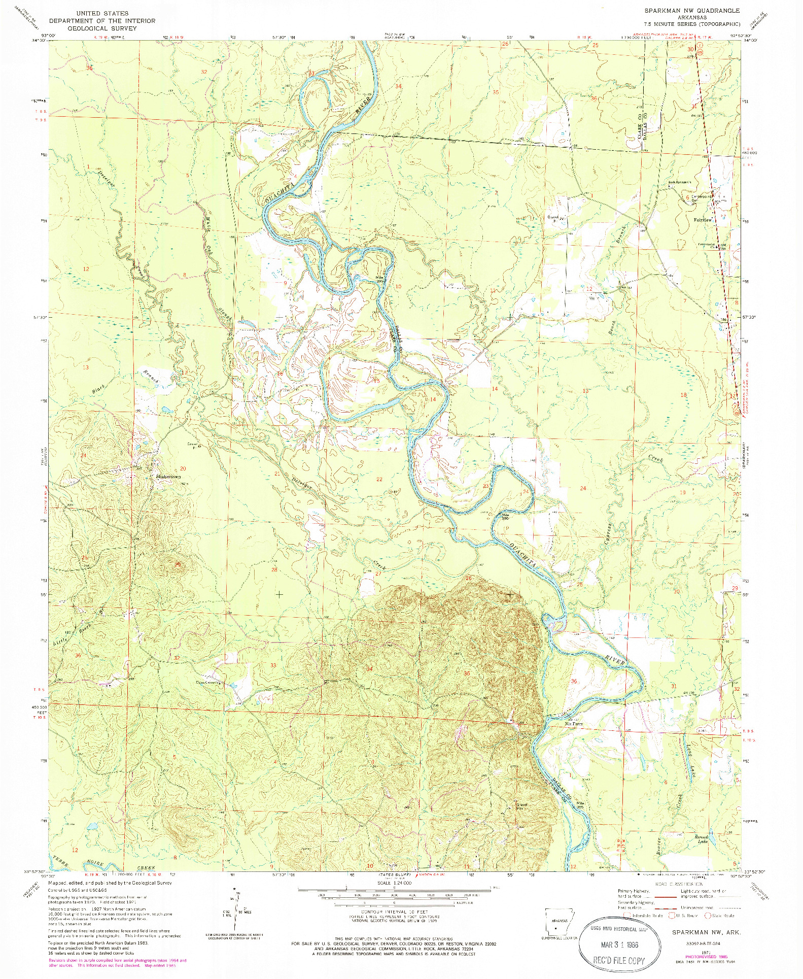 USGS 1:24000-SCALE QUADRANGLE FOR SPARKMAN NW, AR 1971