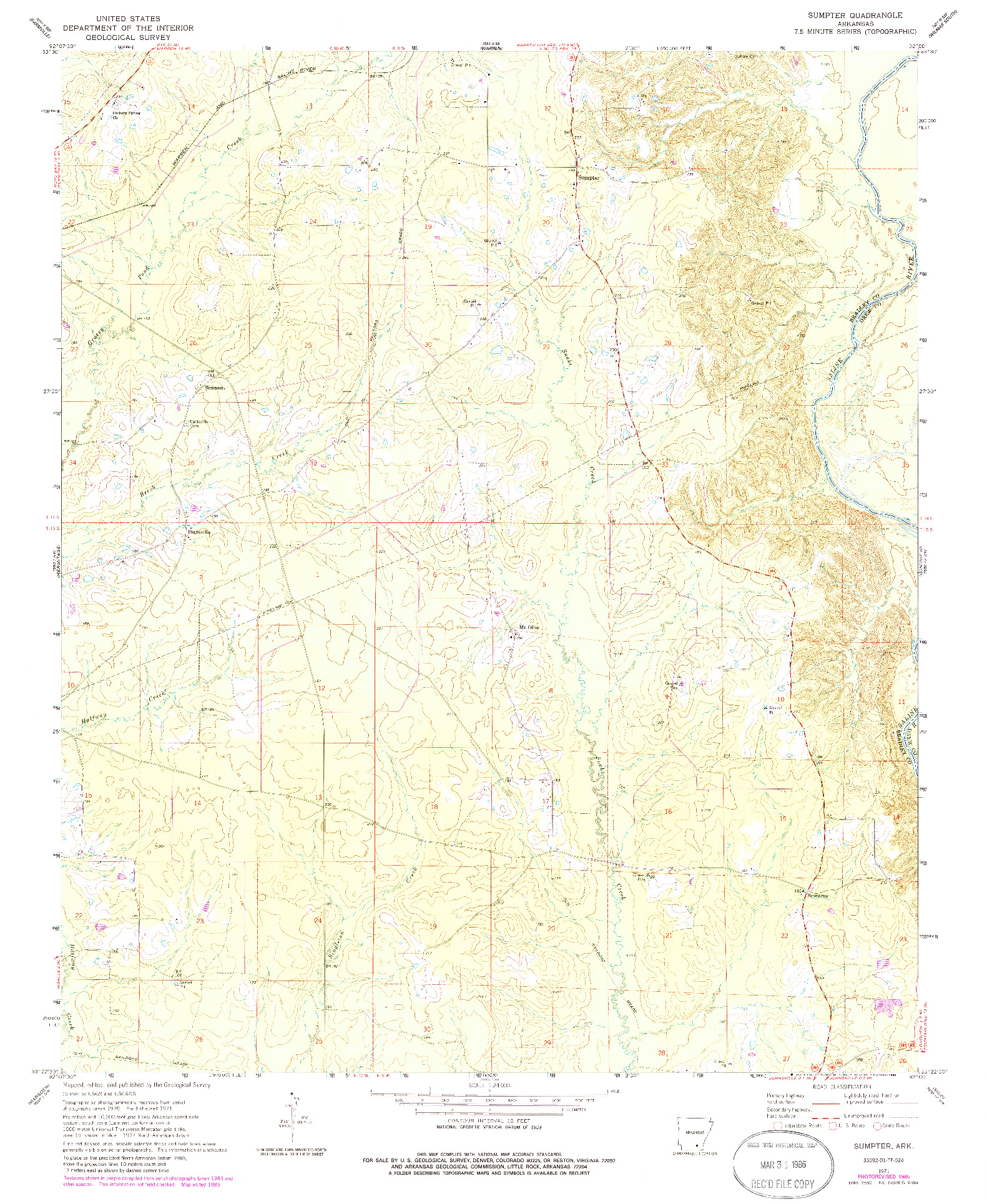 USGS 1:24000-SCALE QUADRANGLE FOR SUMPTER, AR 1971