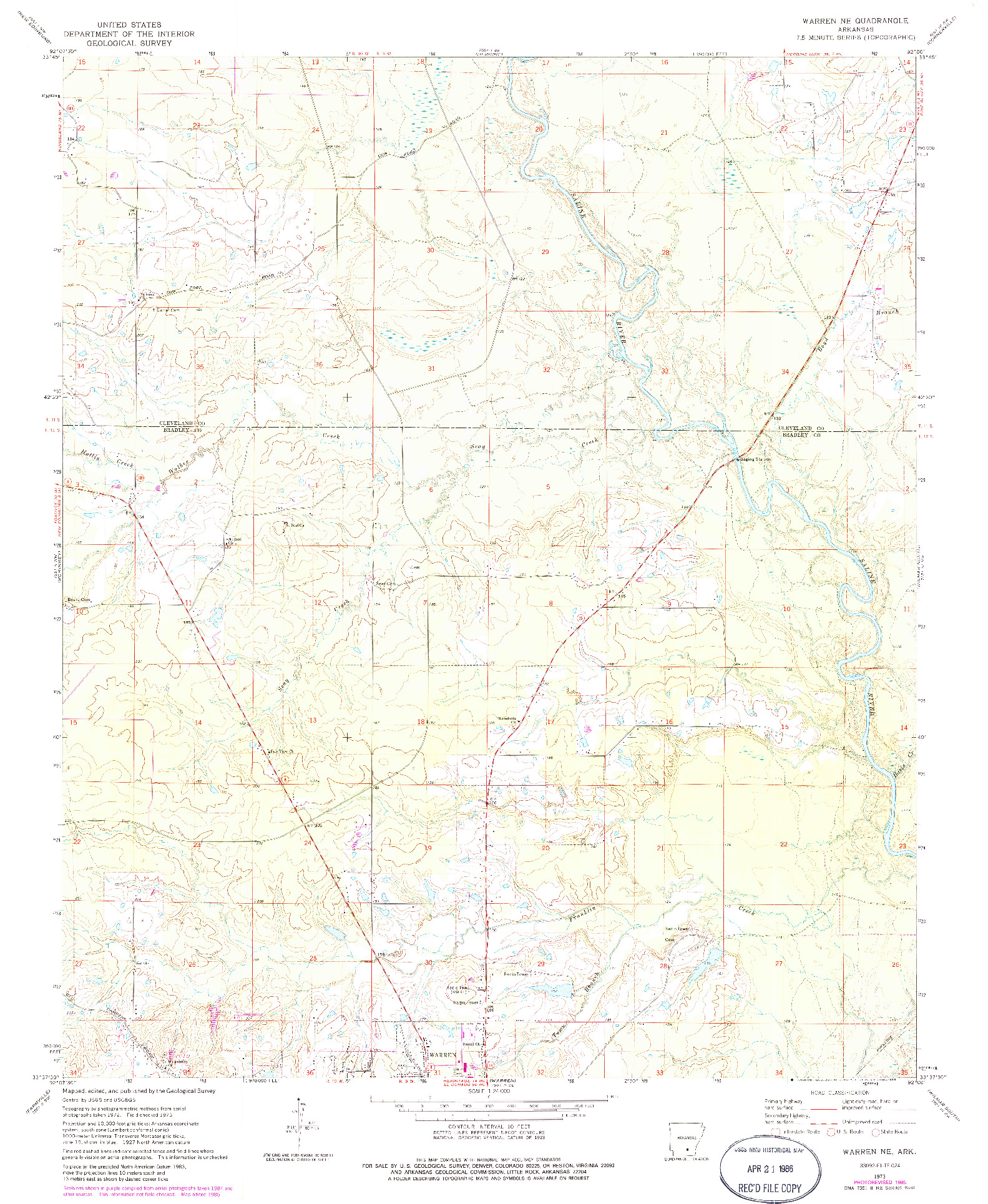 USGS 1:24000-SCALE QUADRANGLE FOR WARREN NE, AR 1973
