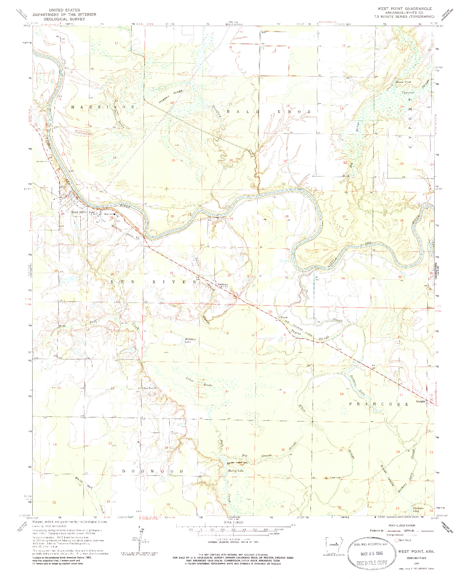 USGS 1:24000-SCALE QUADRANGLE FOR WEST POINT, AR 1964