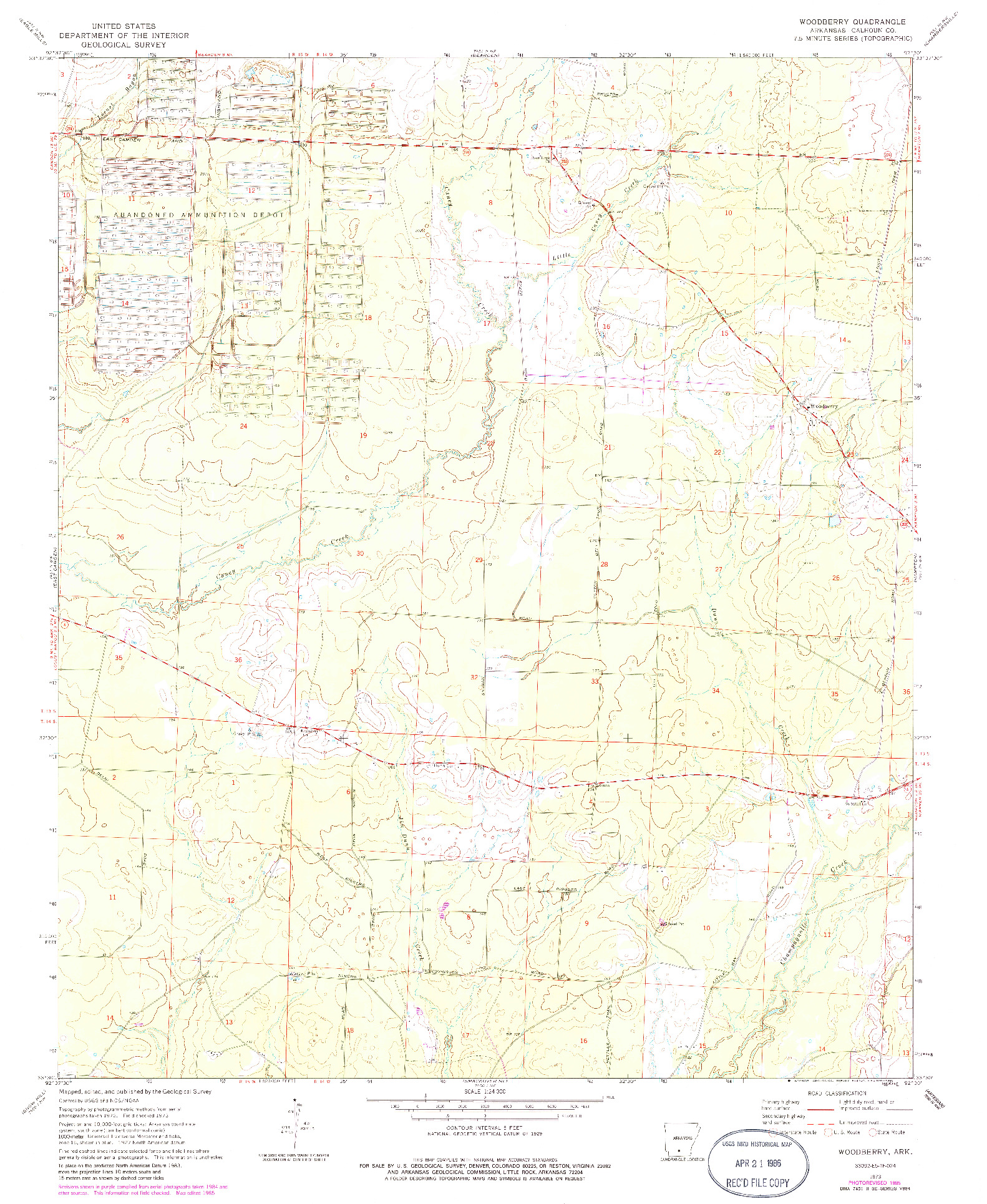 USGS 1:24000-SCALE QUADRANGLE FOR WOODBERRY, AR 1973