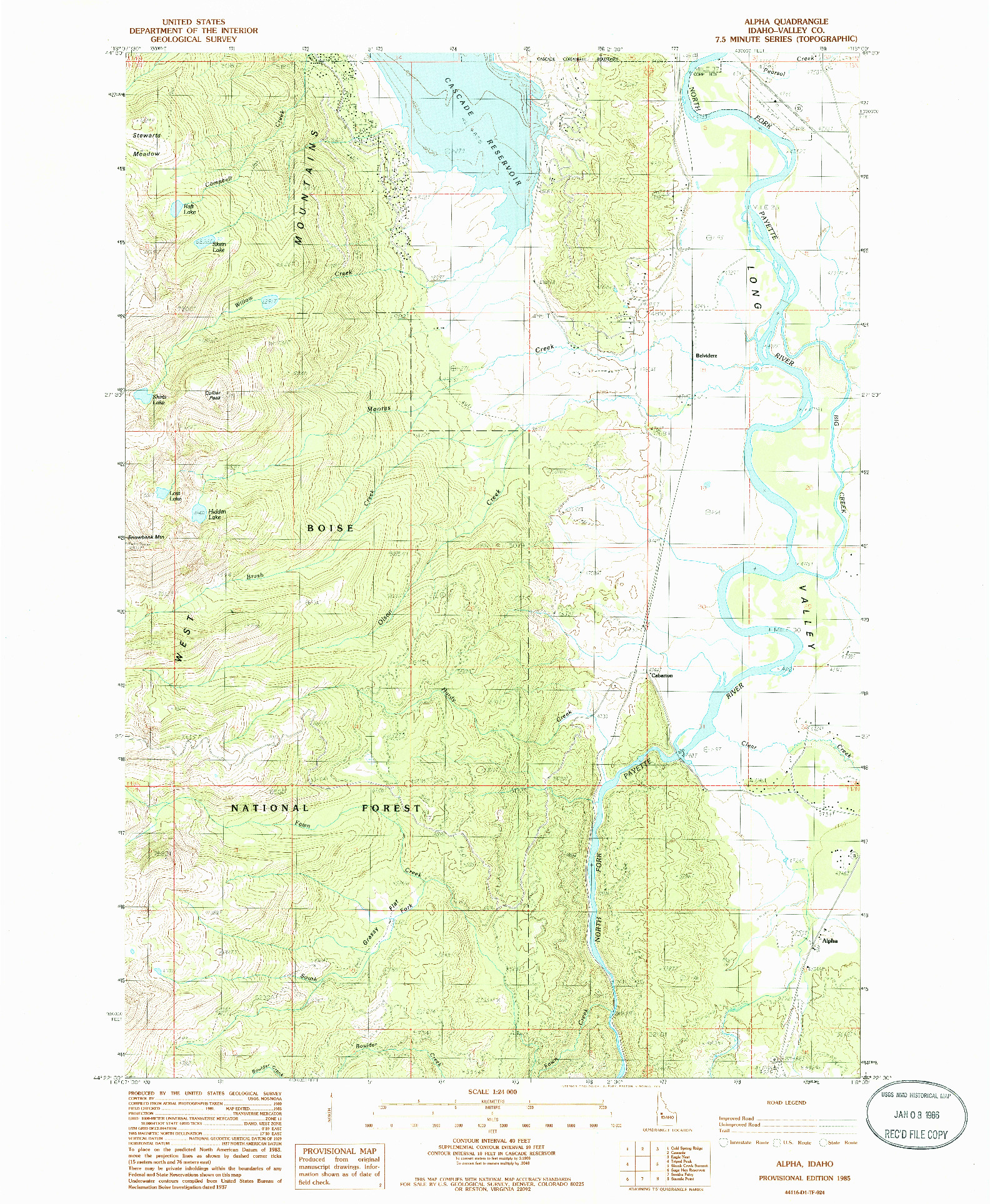 USGS 1:24000-SCALE QUADRANGLE FOR ALPHA, ID 1985