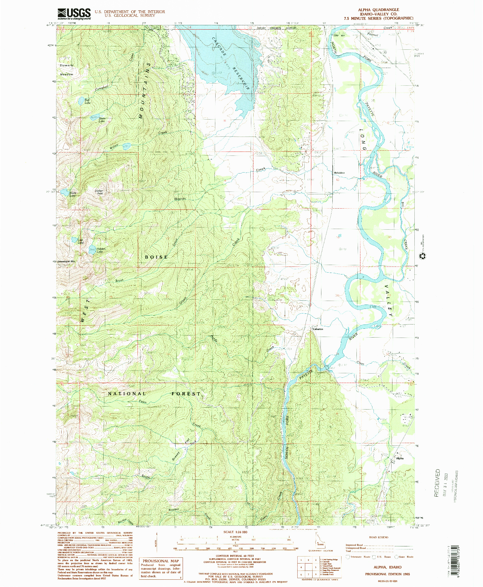 USGS 1:24000-SCALE QUADRANGLE FOR ALPHA, ID 1985