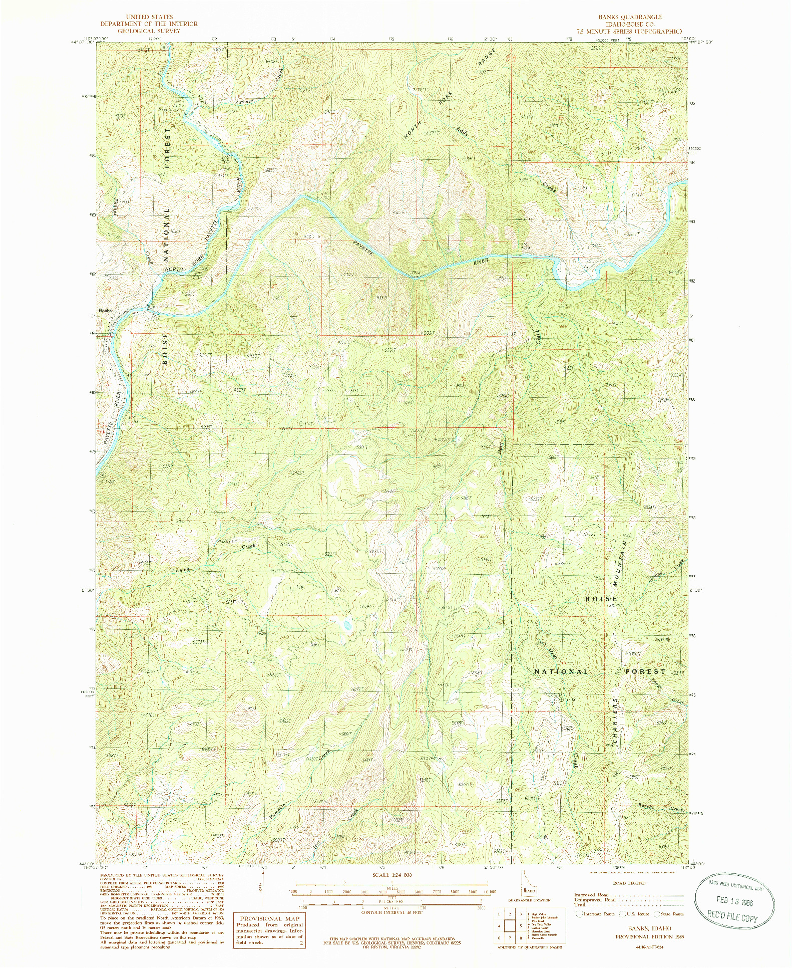 USGS 1:24000-SCALE QUADRANGLE FOR BANKS, ID 1985