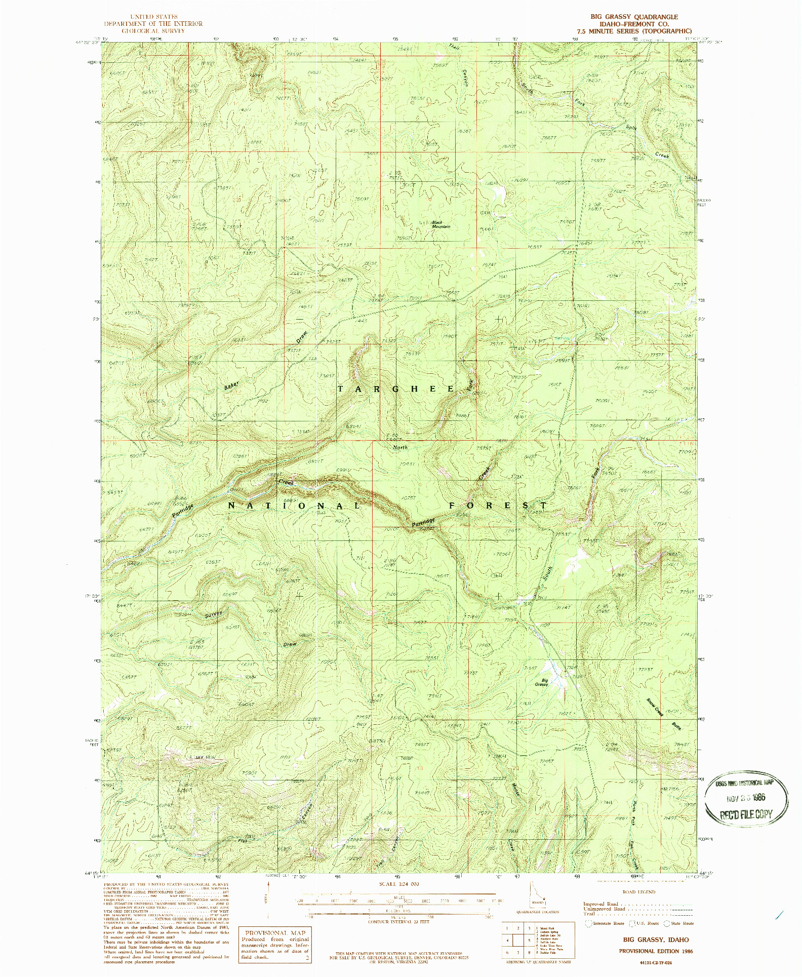 USGS 1:24000-SCALE QUADRANGLE FOR BIG GRASSY, ID 1986