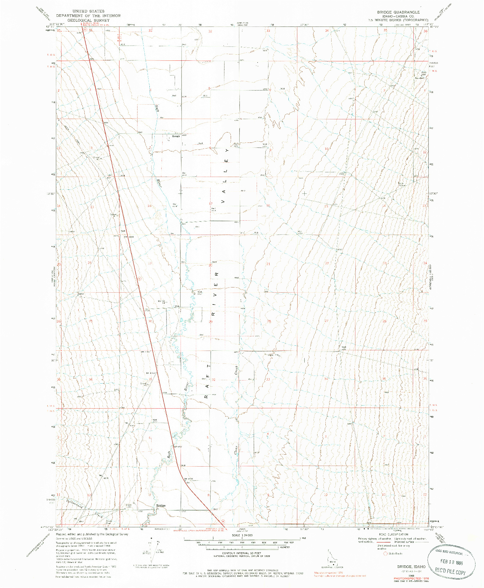 USGS 1:24000-SCALE QUADRANGLE FOR BRIDGE, ID 1968