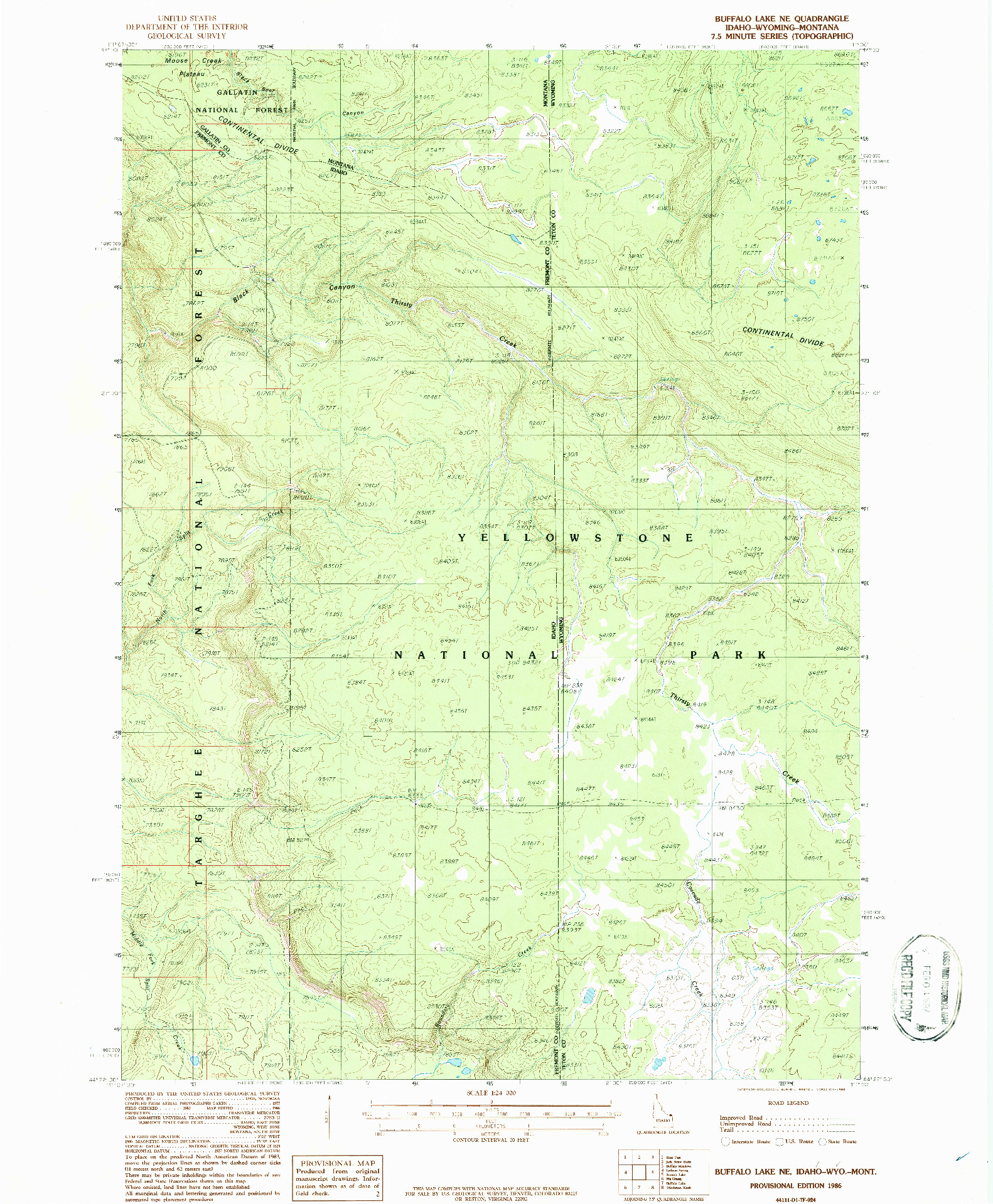 USGS 1:24000-SCALE QUADRANGLE FOR BUFFALO LAKE NE, ID 1986