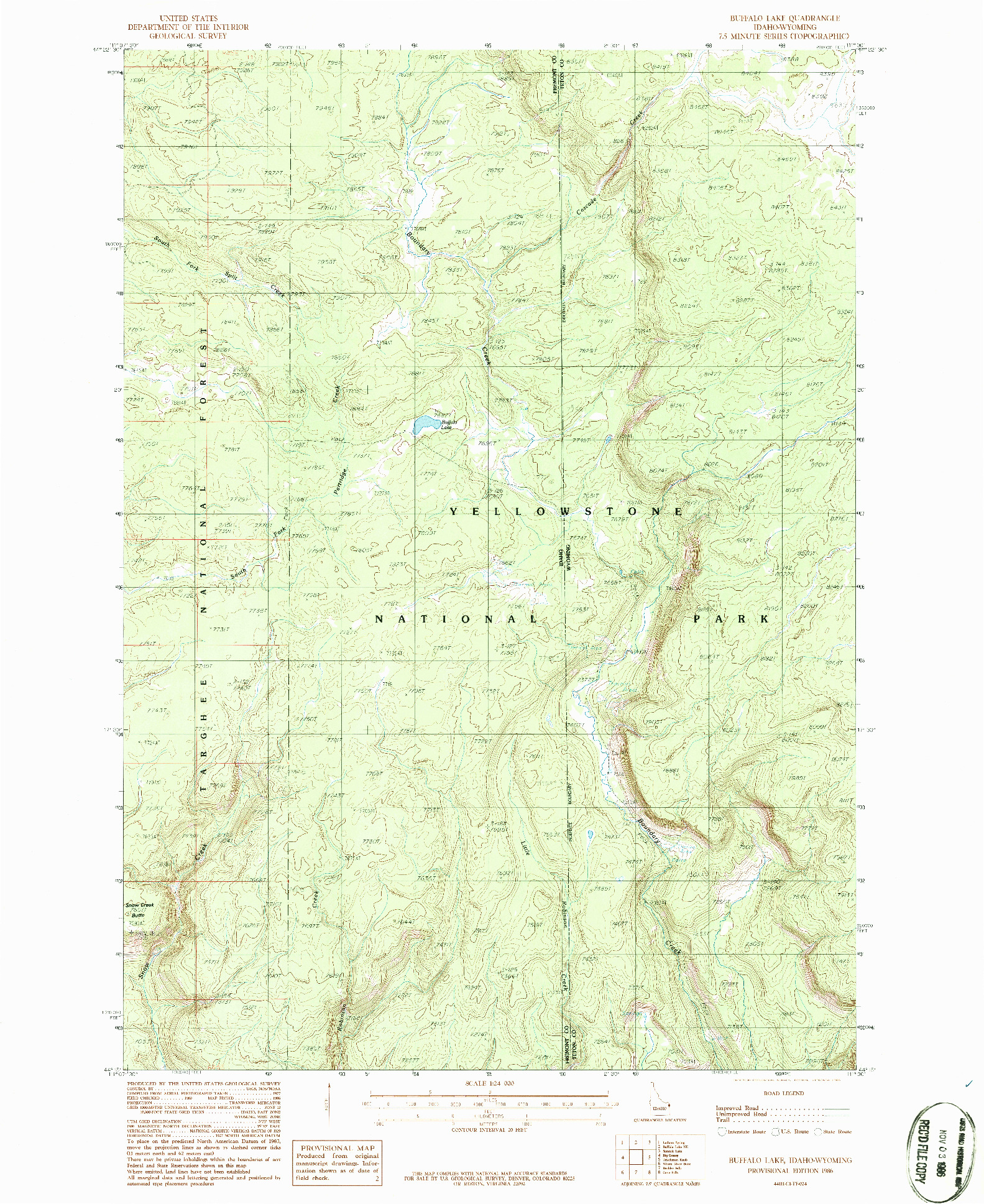USGS 1:24000-SCALE QUADRANGLE FOR BUFFALO LAKE, ID 1986