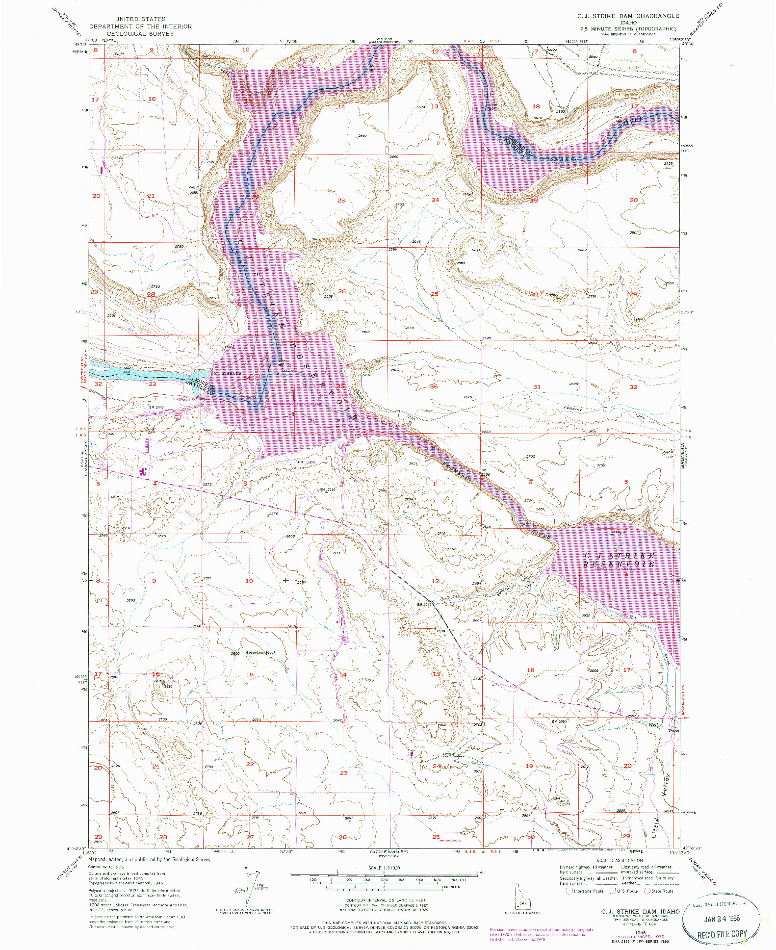 USGS 1:24000-SCALE QUADRANGLE FOR C.J. STRIKE DAM, ID 1946