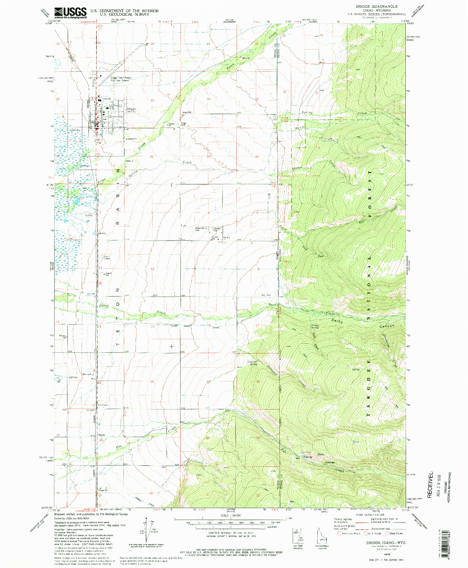 USGS 1:24000-SCALE QUADRANGLE FOR DRIGGS, ID 1978