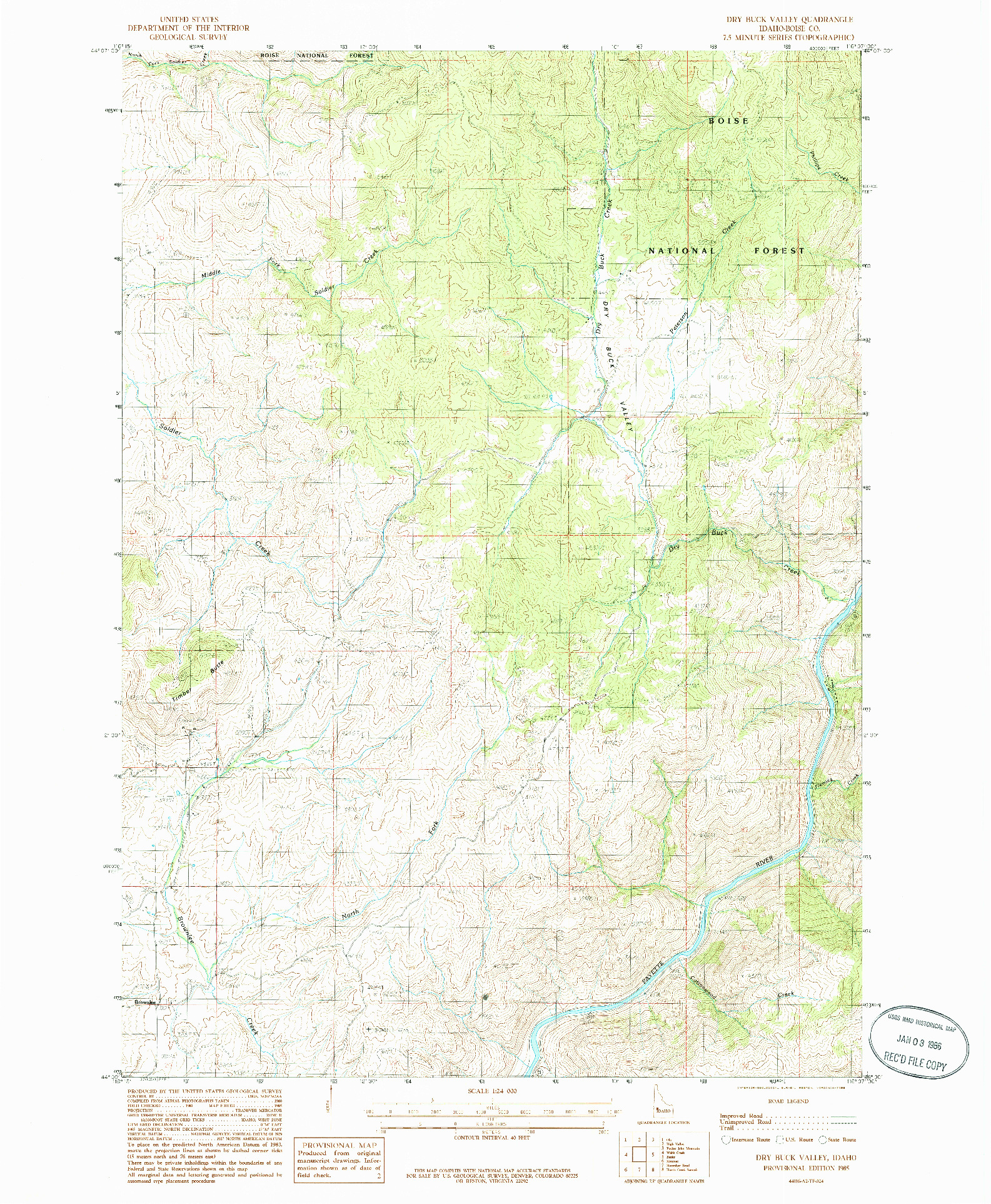 USGS 1:24000-SCALE QUADRANGLE FOR DRY BUCK VALLEY, ID 1985