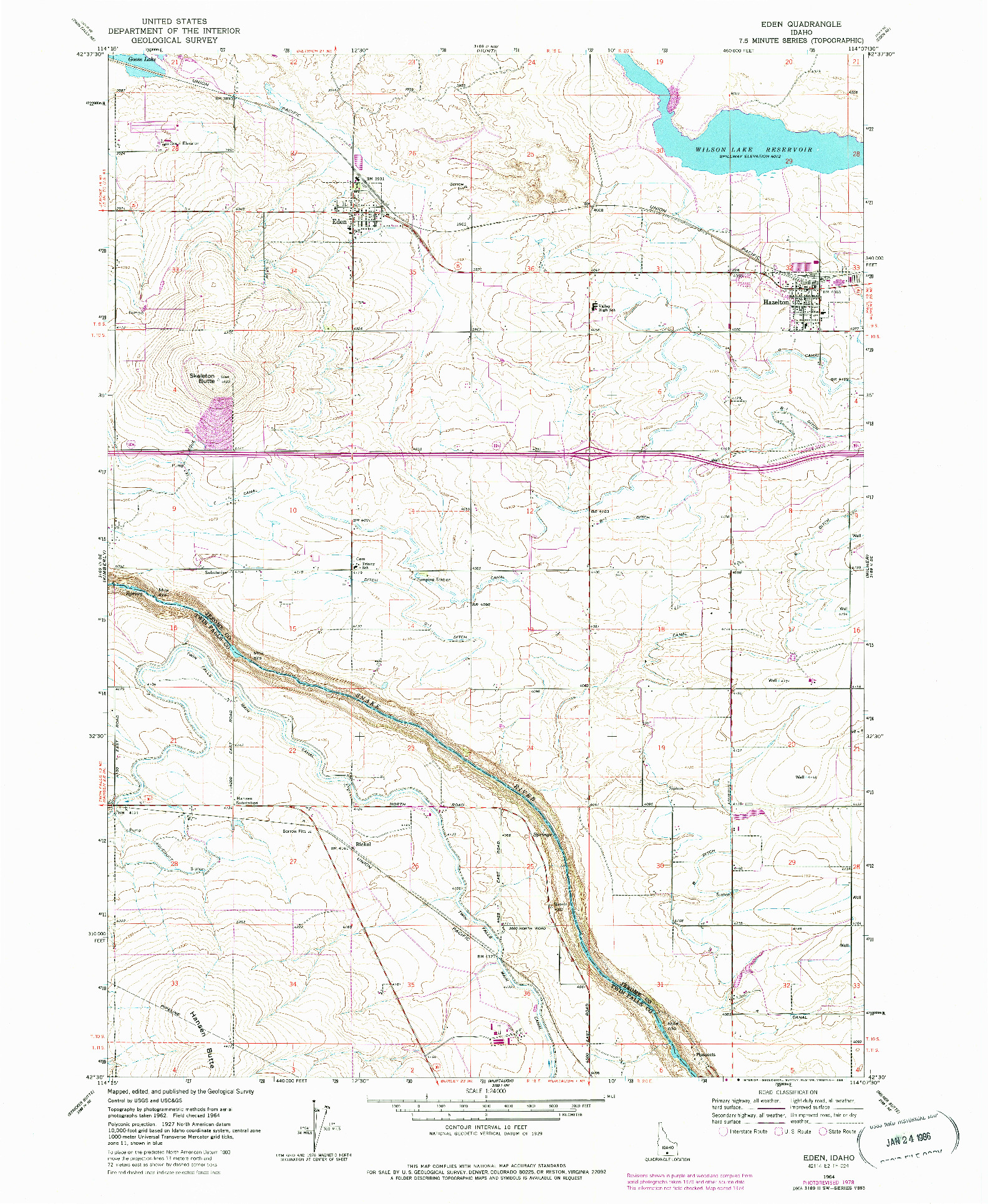 USGS 1:24000-SCALE QUADRANGLE FOR EDEN, ID 1964