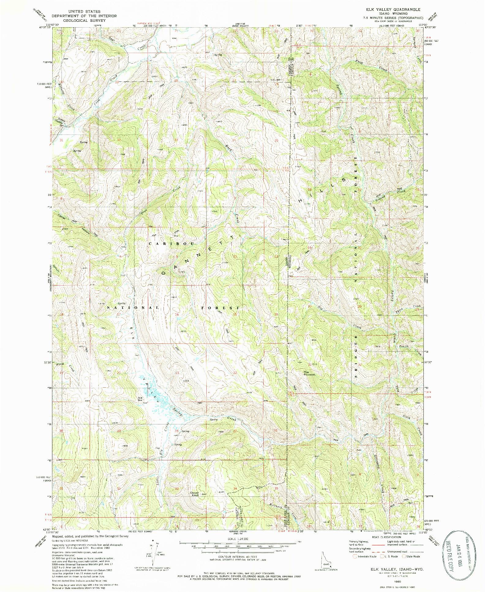 USGS 1:24000-SCALE QUADRANGLE FOR ELK VALLEY, ID 1980