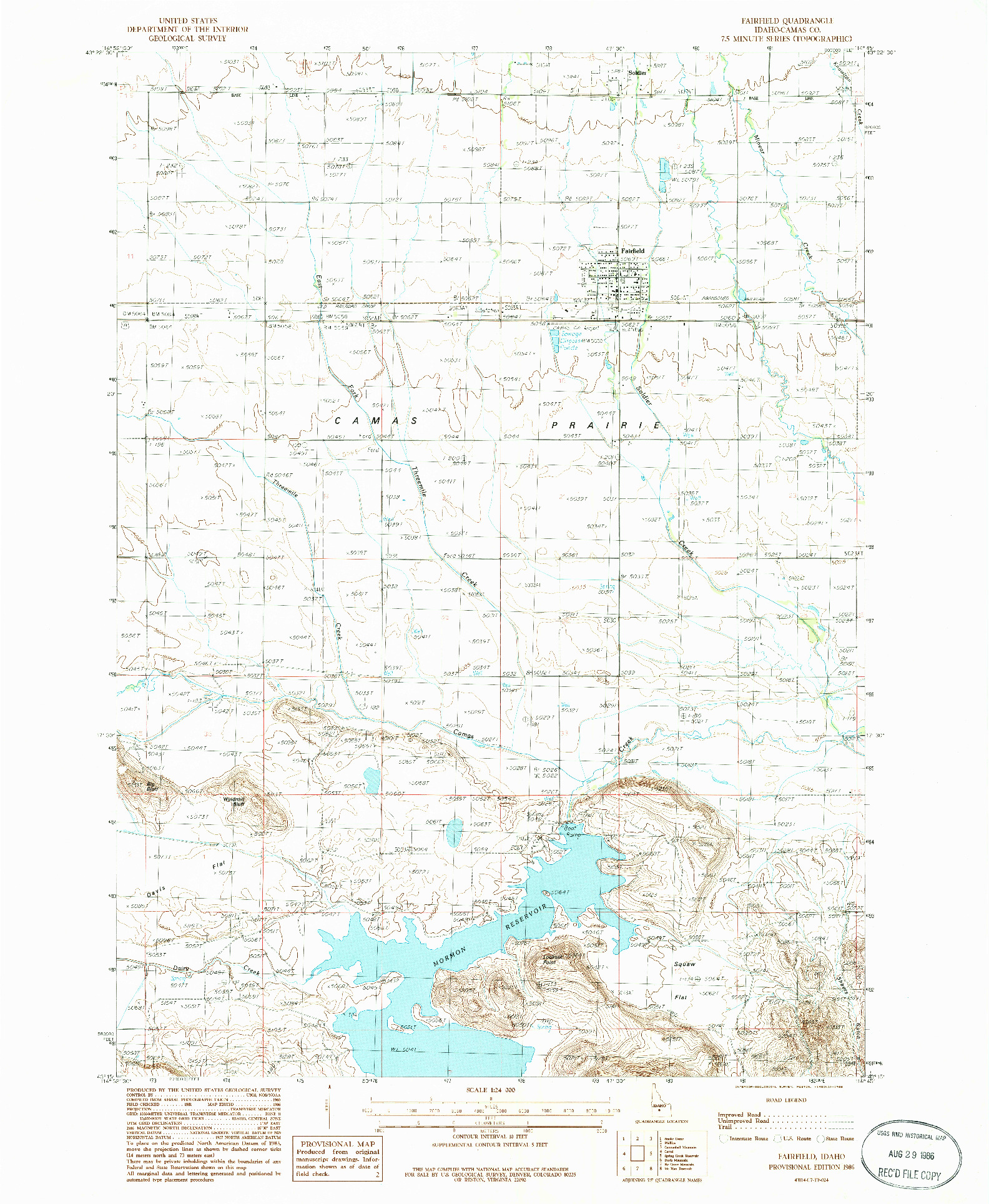 USGS 1:24000-SCALE QUADRANGLE FOR FAIRFIELD, ID 1986