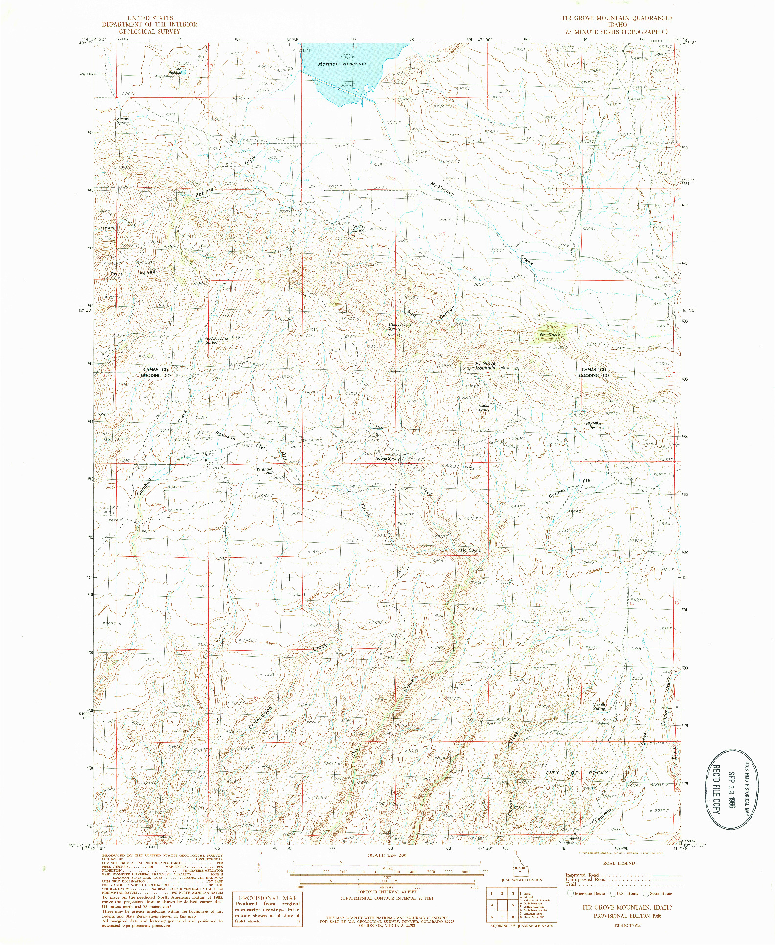 USGS 1:24000-SCALE QUADRANGLE FOR FIR GROVE MOUNTAIN, ID 1986