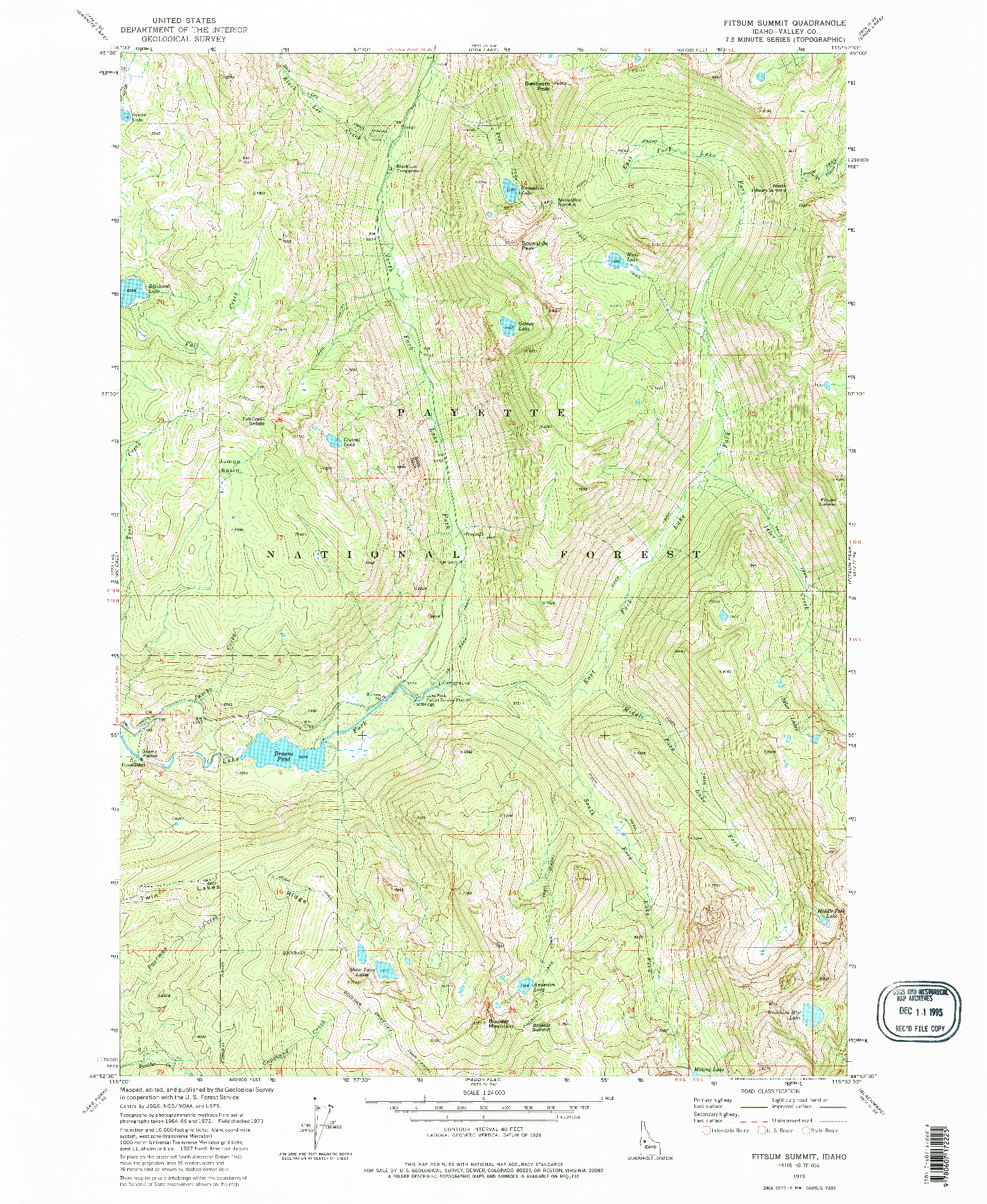 USGS 1:24000-SCALE QUADRANGLE FOR FITSUM SUMMIT, ID 1973