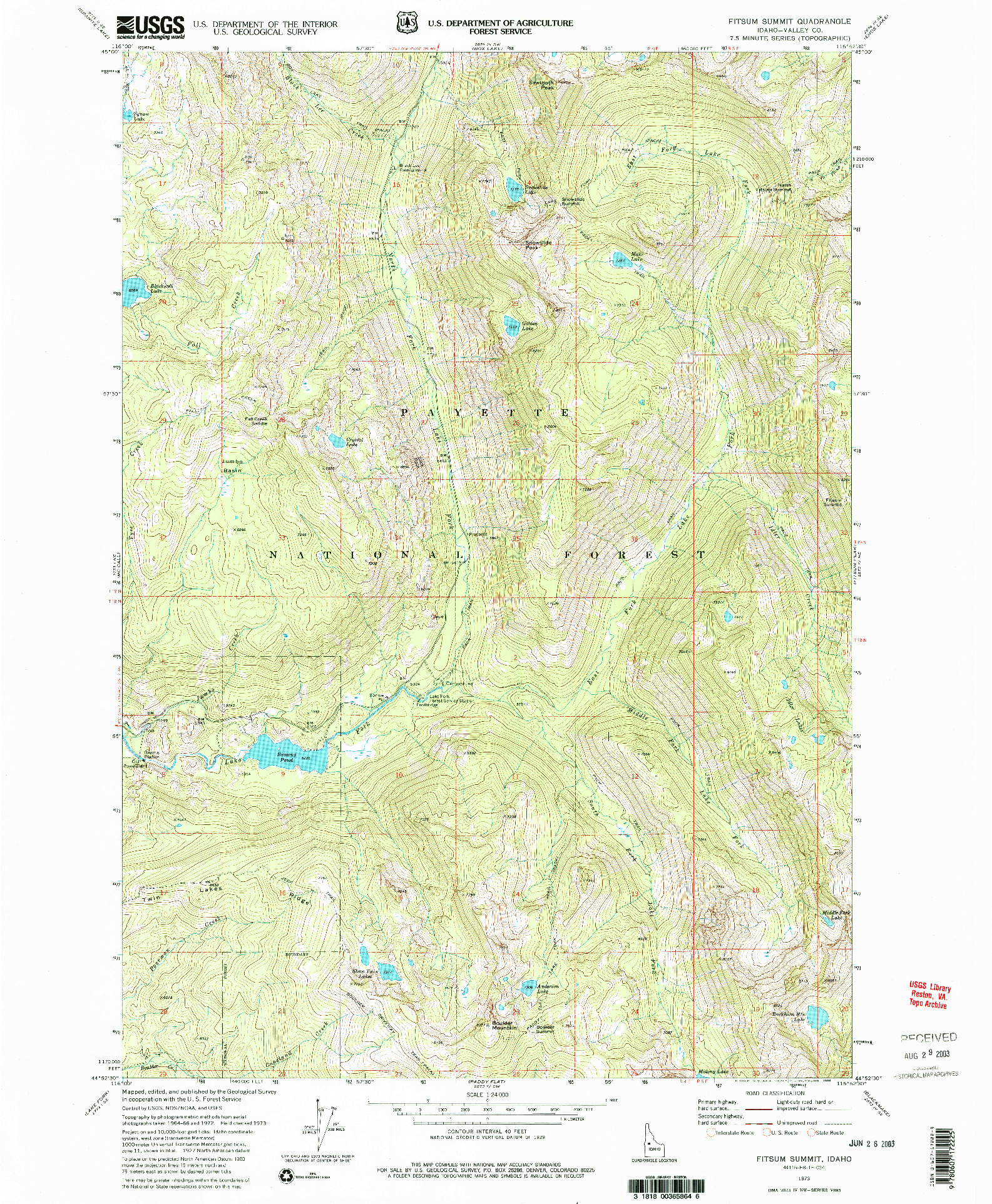 USGS 1:24000-SCALE QUADRANGLE FOR FITSUM SUMMIT, ID 1973