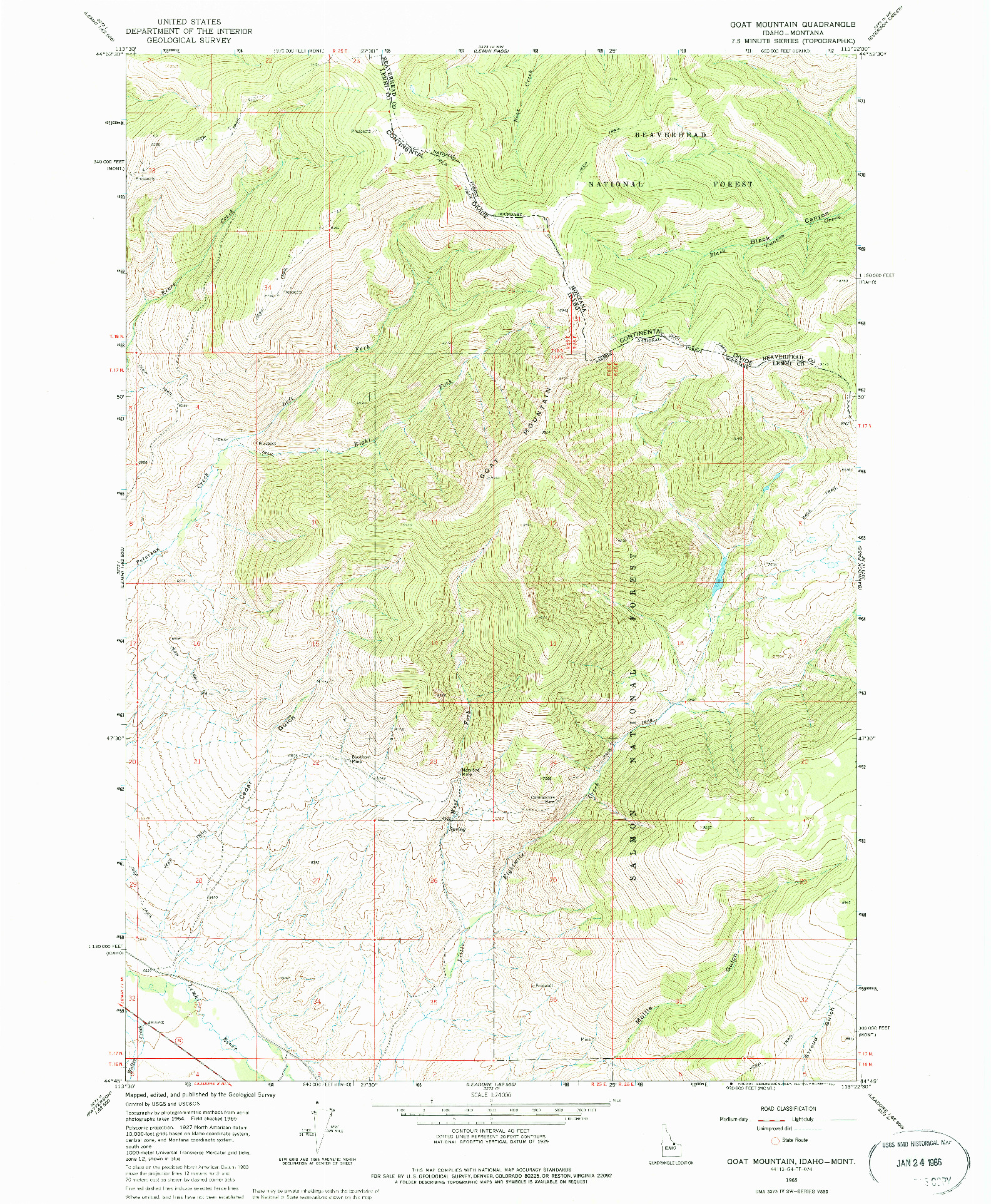 USGS 1:24000-SCALE QUADRANGLE FOR GOAT MOUNTAIN, ID 1965