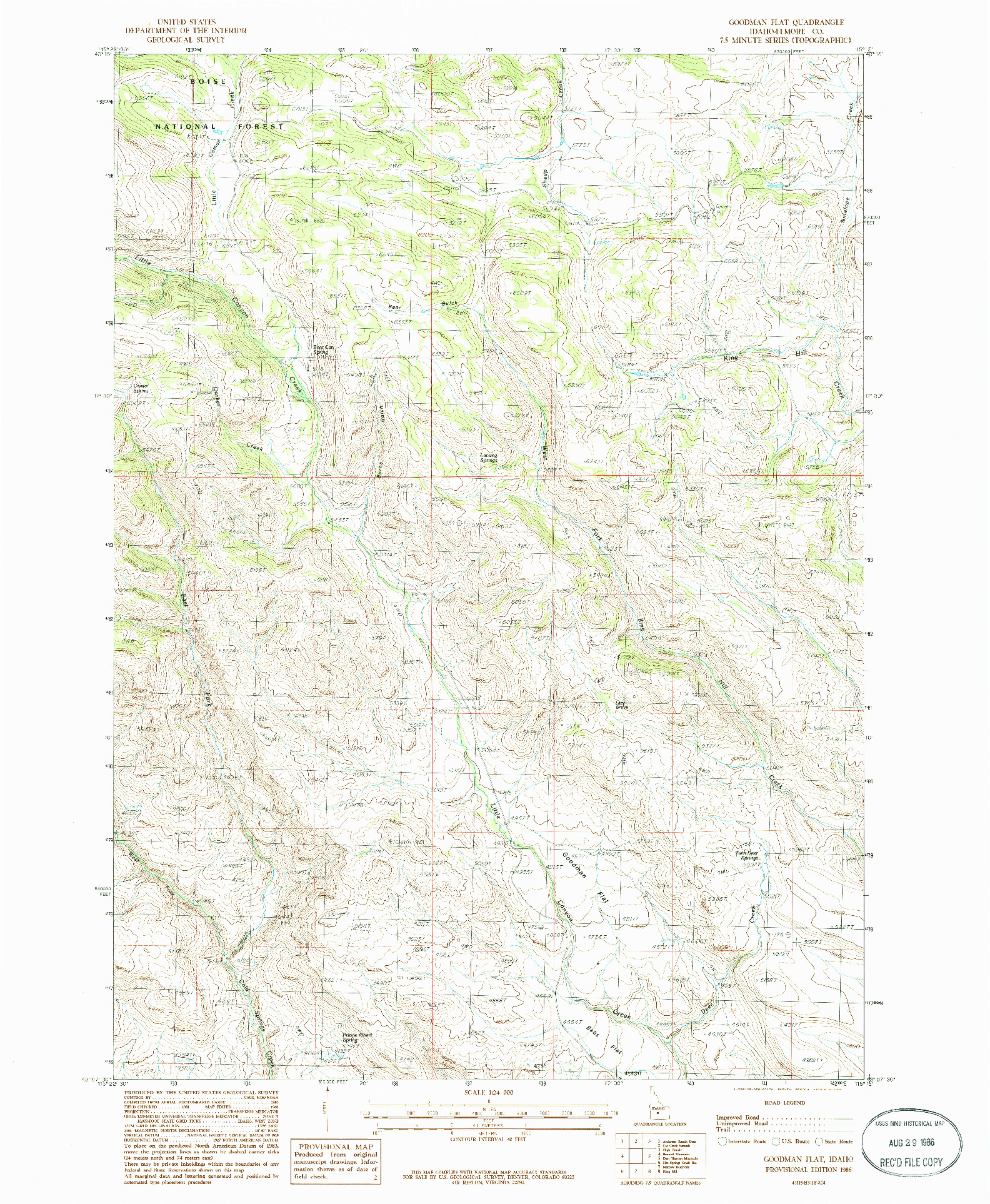 USGS 1:24000-SCALE QUADRANGLE FOR GOODMAN FLAT, ID 1986