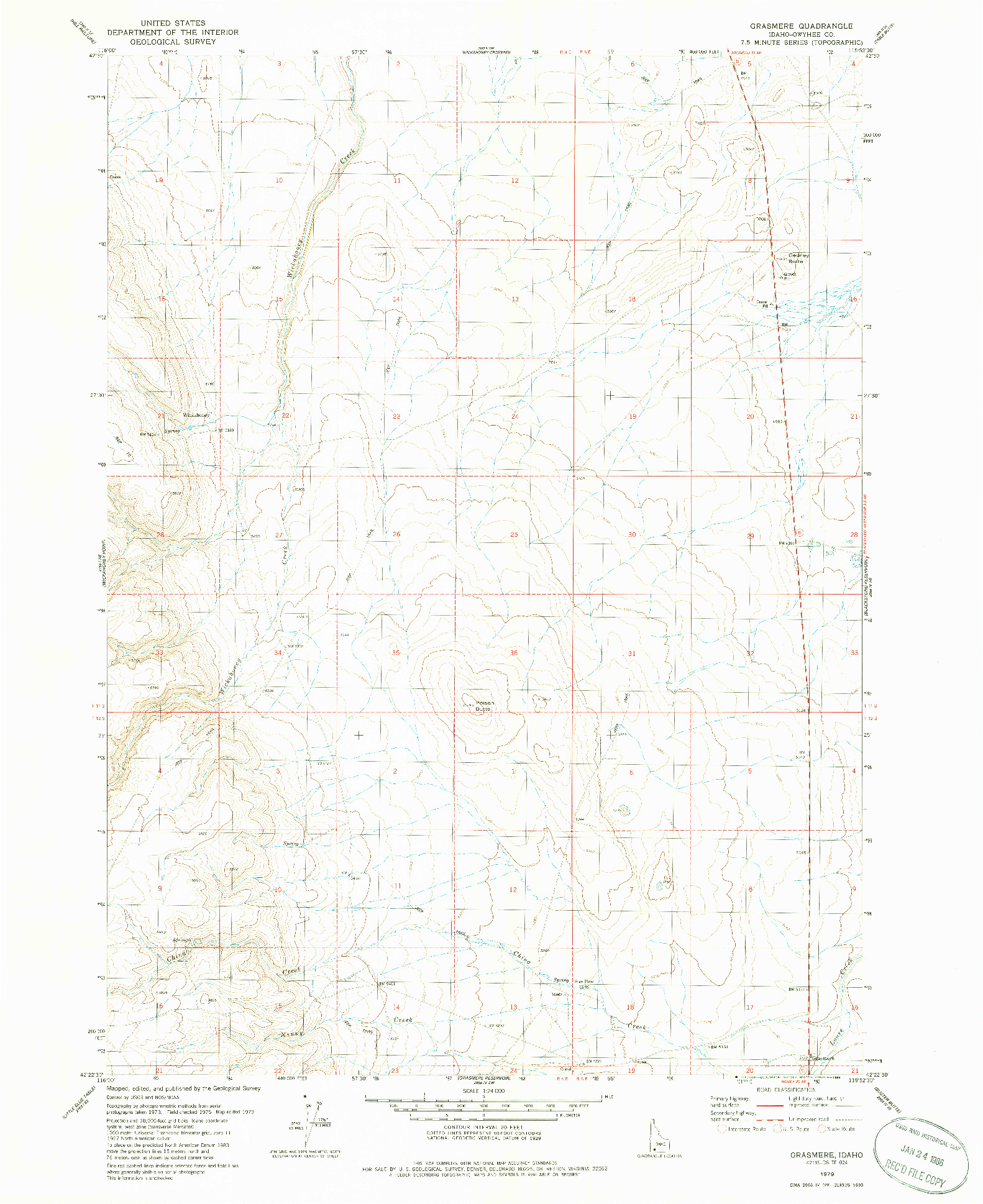 USGS 1:24000-SCALE QUADRANGLE FOR GRASMERE, ID 1979