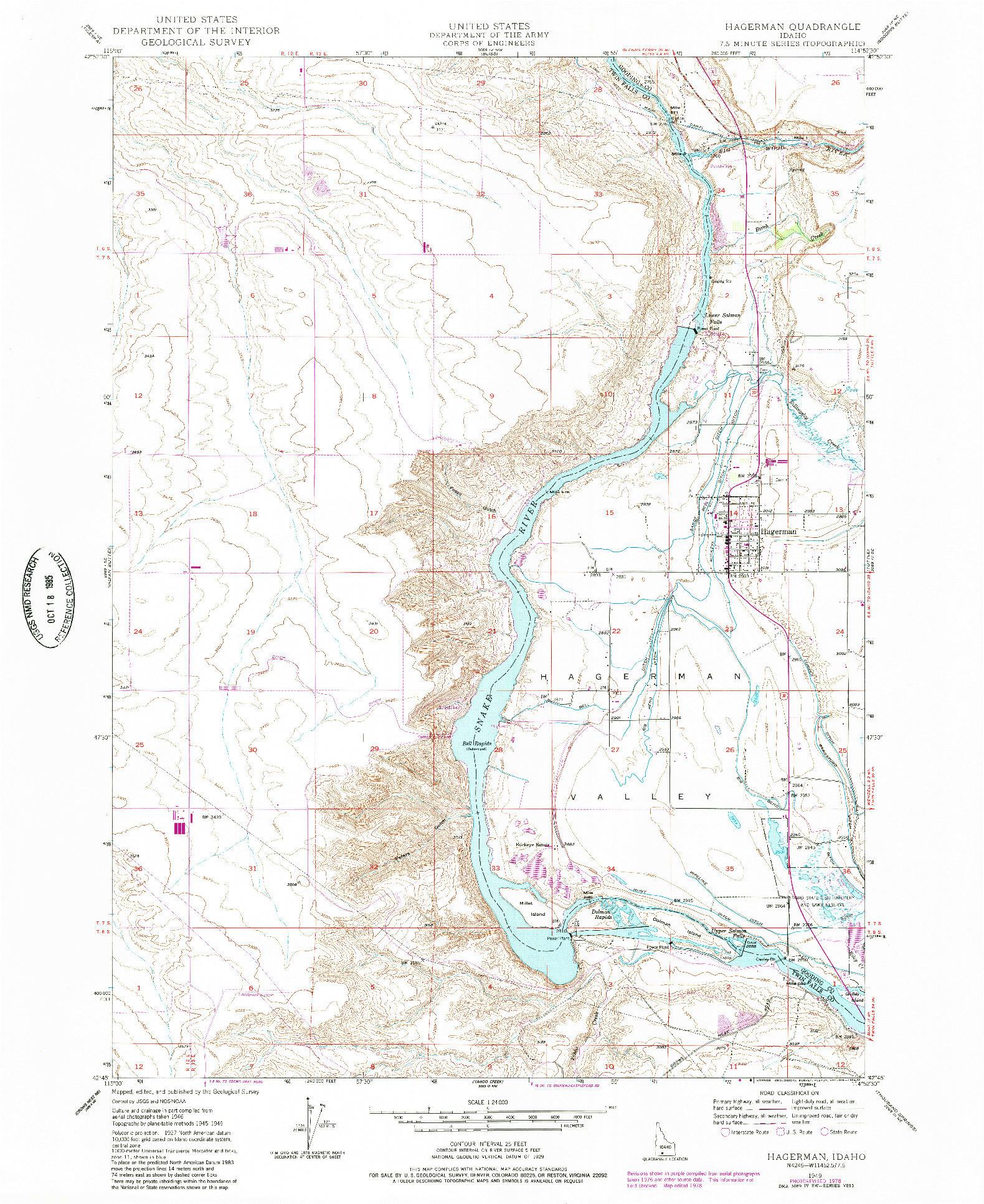 USGS 1:24000-SCALE QUADRANGLE FOR HAGERMAN, ID 1949