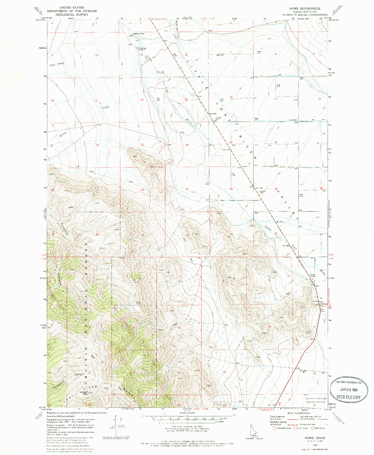 USGS 1:24000-SCALE QUADRANGLE FOR HOWE, ID 1969