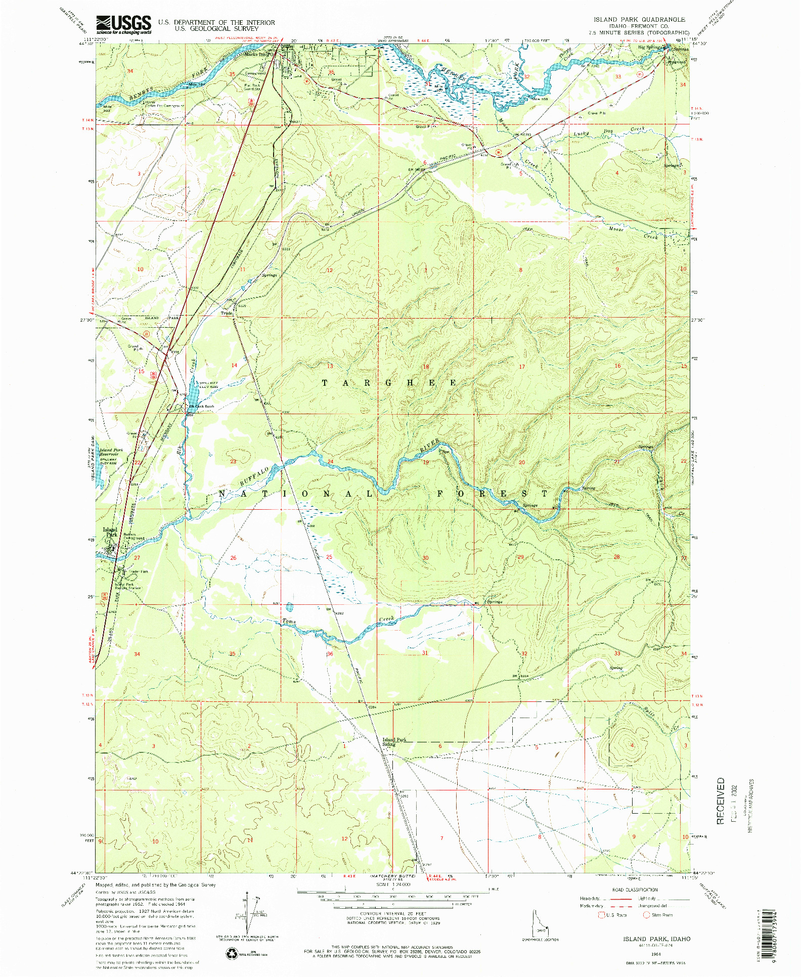 USGS 1:24000-SCALE QUADRANGLE FOR ISLAND PARK, ID 1964