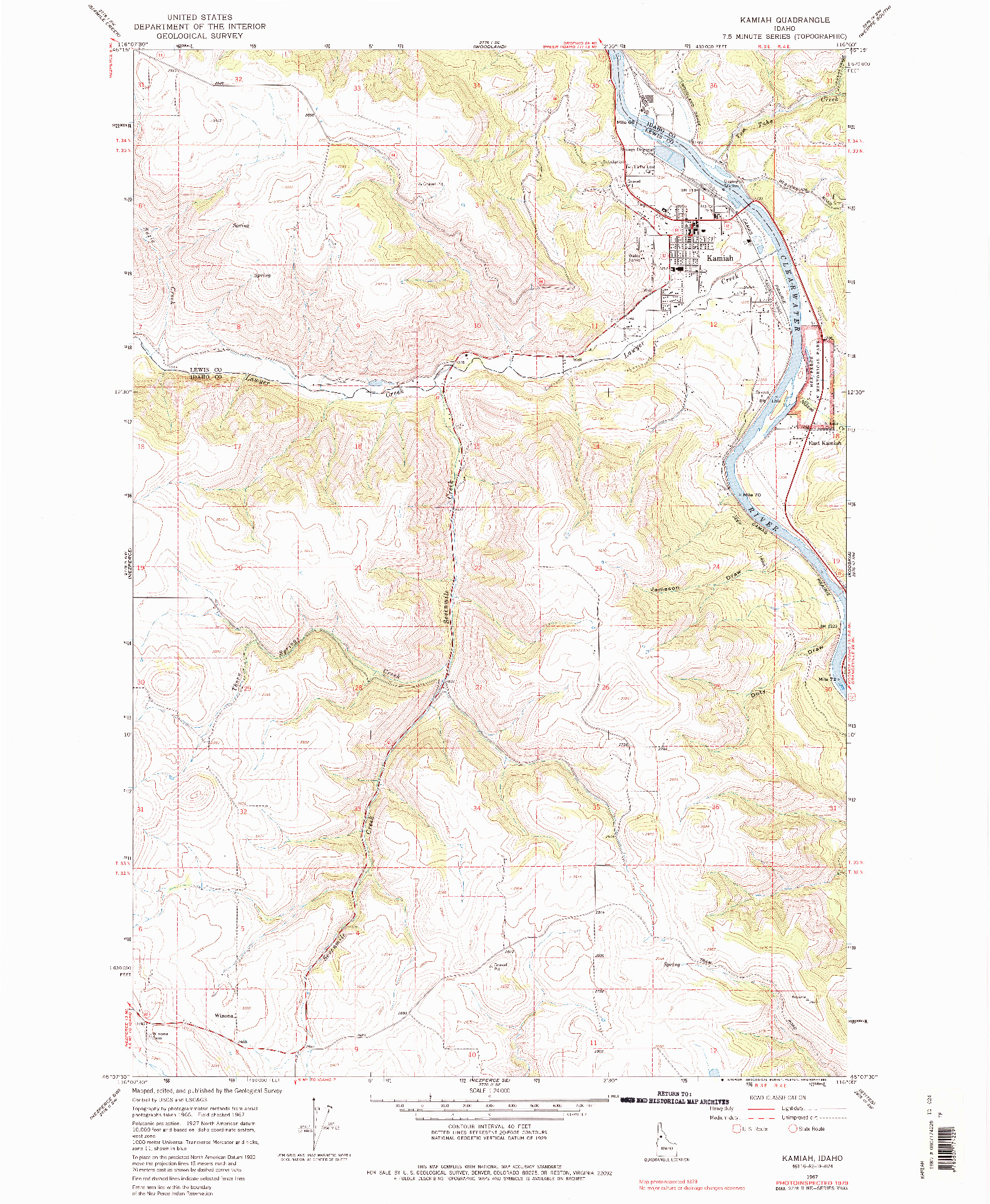 USGS 1:24000-SCALE QUADRANGLE FOR KAMIAH, ID 1979